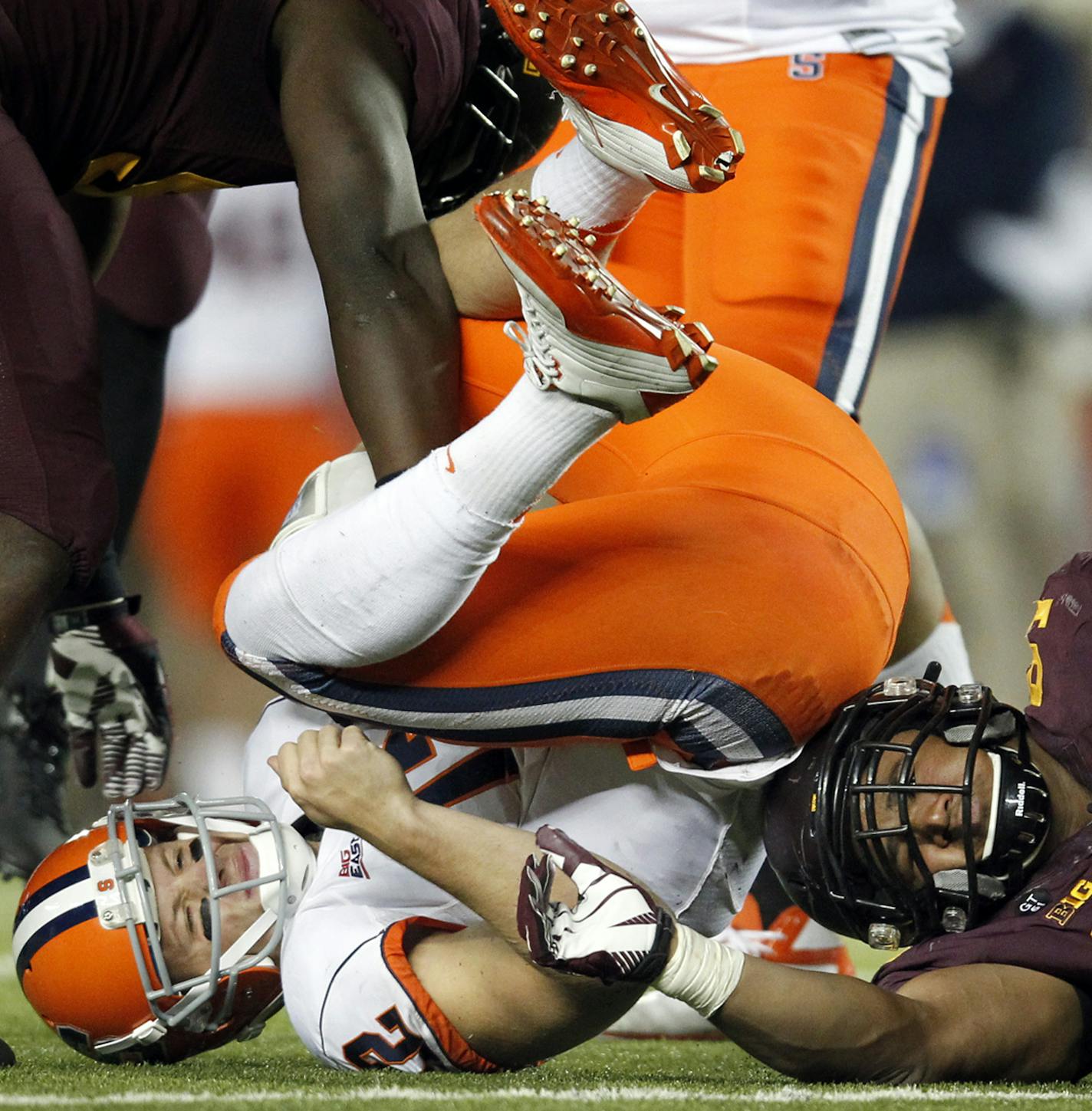 One of the 2012 highlights for Gophers defensive tackle Roland Johnson was his sack of Syracuse quarterback Ryan Nassib. But Johnson&#x2019;s season ended after 10 games because of a torn knee ligament. &#x201c;He played a lot of minutes for us, and I thought it was a pretty big blow when he got hurt,&#x201d; Gophers coach Jerry Kill said.