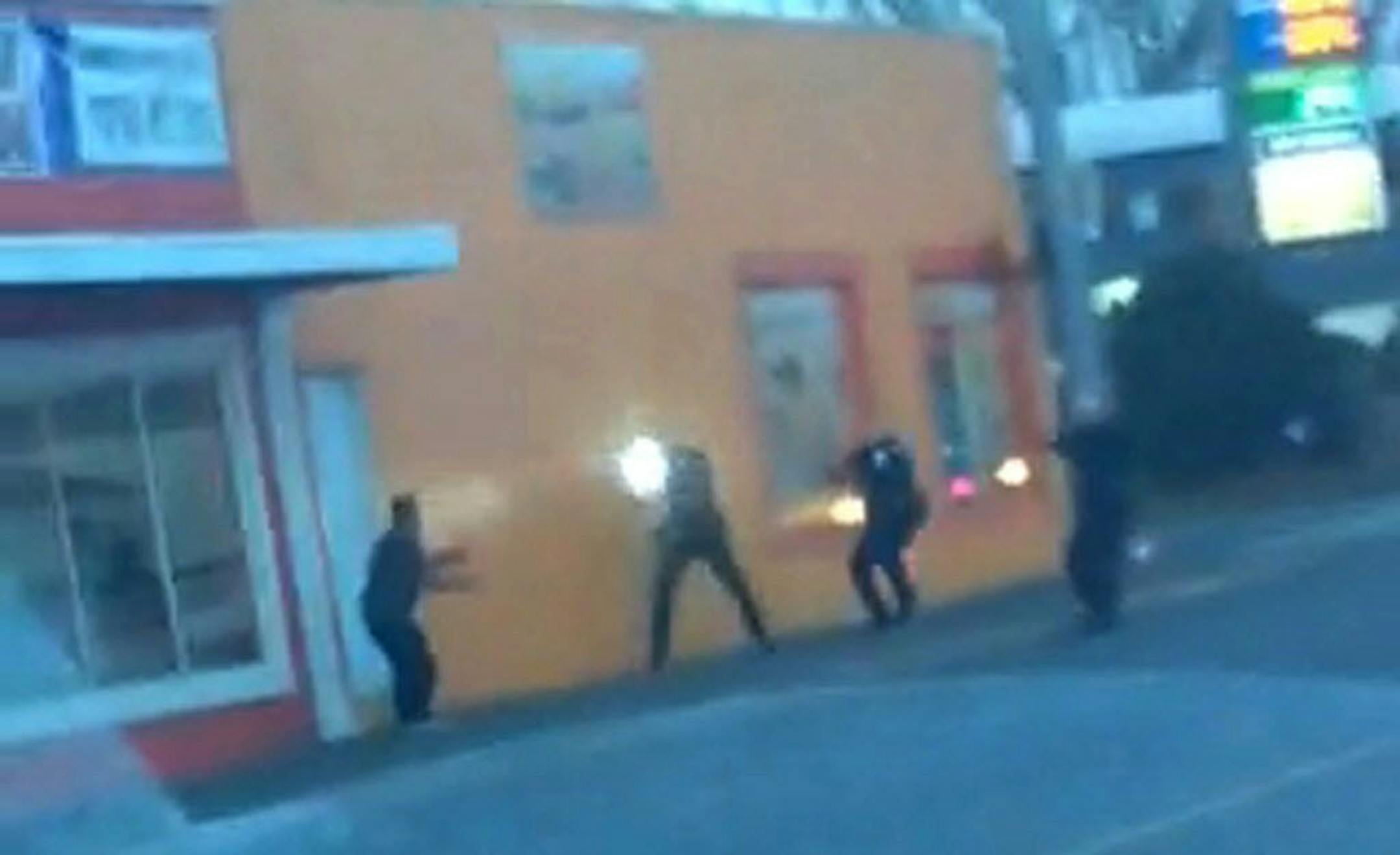 In this still frame taken from a cell phone video provided by Dario Infante and taken on Feb. 10, 2015, Antonio Zambrano-Montes, left, turns to face police officers moments before he was killed.