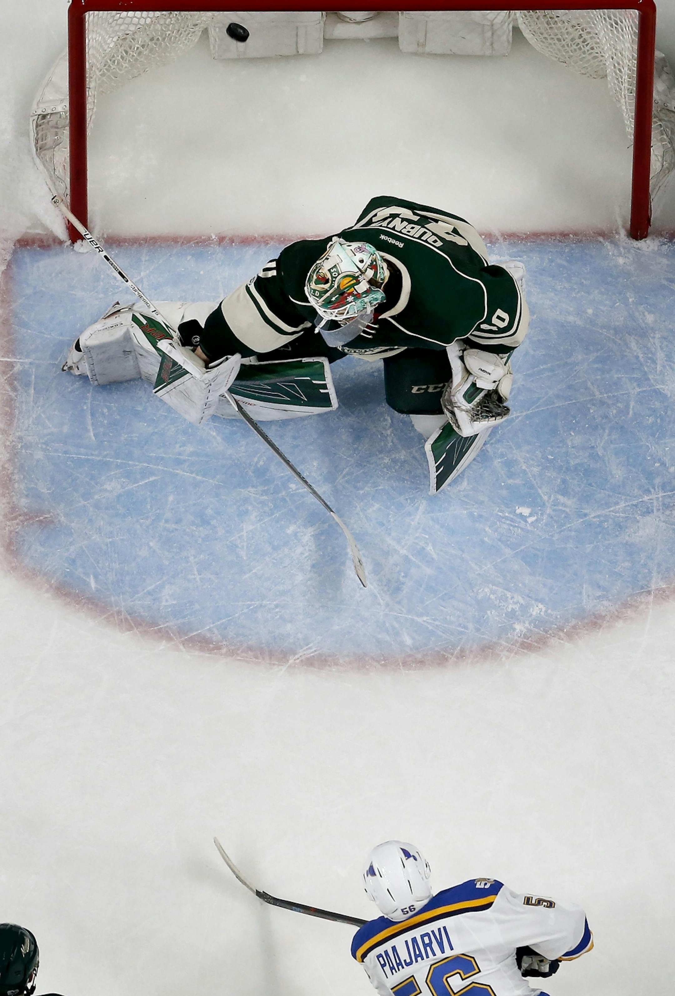 Magnus Paajarvi (56) shot the puck past Minnesota Wild goalie Devan Dubnyk (40) for the game-winning goal in overtime.