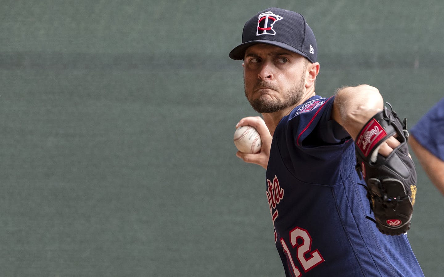 Minnesota Twins pitcher Jake Odorizzi (12) threw in the bullpen. ] CARLOS GONZALEZ &#x2022; cgonzalez@startribune.com &#x2013; Fort Myers, FL &#x2013; February 16, 2020, CenturyLink Sports Complex, Hammond Stadium, Minnesota Twins, Spring Training