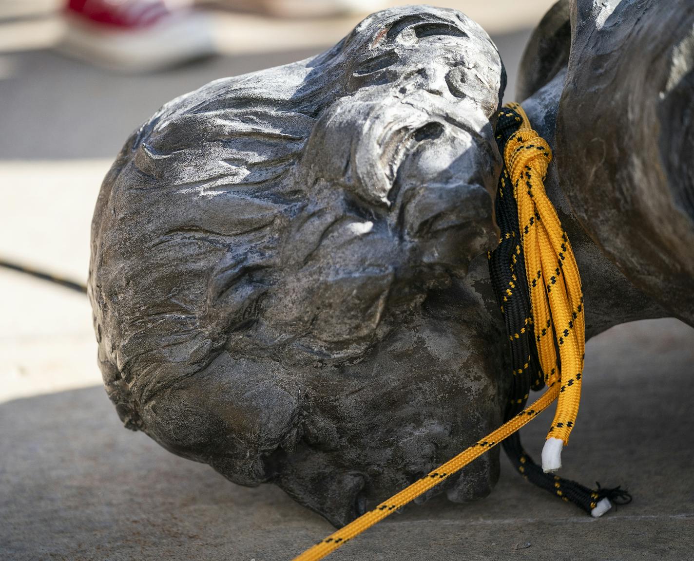 Activists pulled down the statue of Christopher Columbus in front of the Minnesota State Capitol. ] LEILA NAVIDI • leila.navidi@startribune.com BACKGROUND INFORMATION: Activists pulled down the statue of Christopher Columbus in front of the Minnesota State Capitol in St. Paul on Wednesday, June 10, 2020.