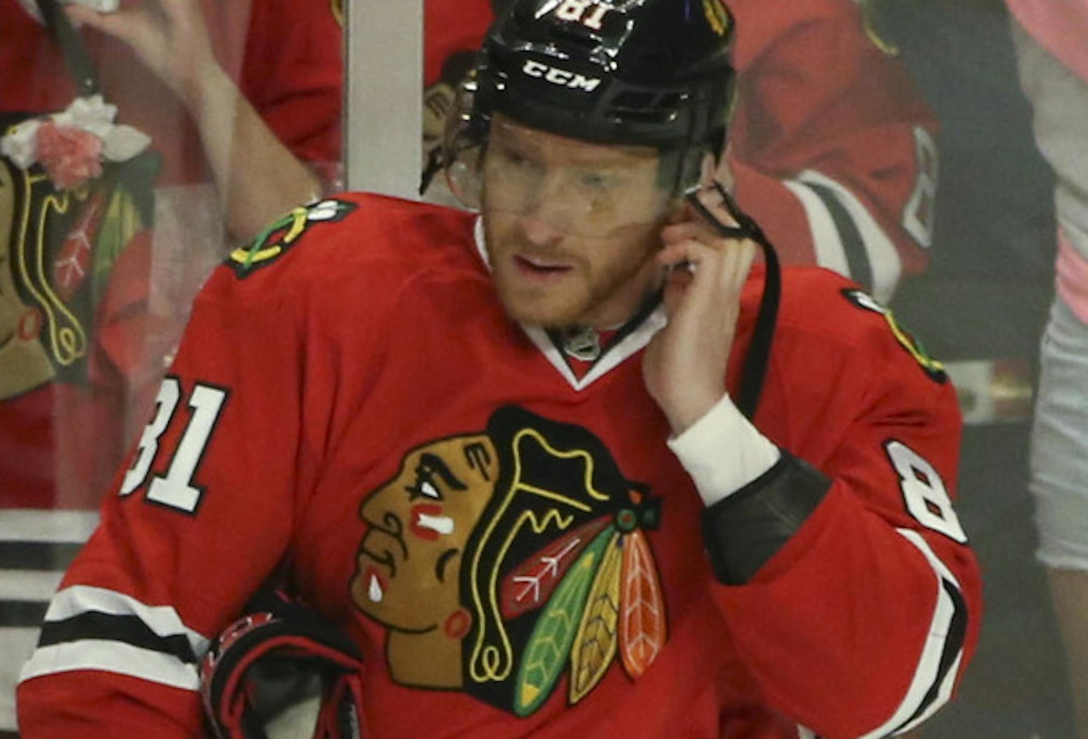 Chicago Blackhawks right wing Marian Hossa (81, right) and right wing Patrick Kane (88) on the ice before their game against the Minnesota Wild Sunday night at United Center in Chicago. ] JEFF WHEELER ‚Ä¢ jeff.wheeler@startribune.com The Minnesota Wild faced the Chicago Blackhawks in game 5 of their playoff series Sunday night, May 11, 2014 at United Center in Chicago.
