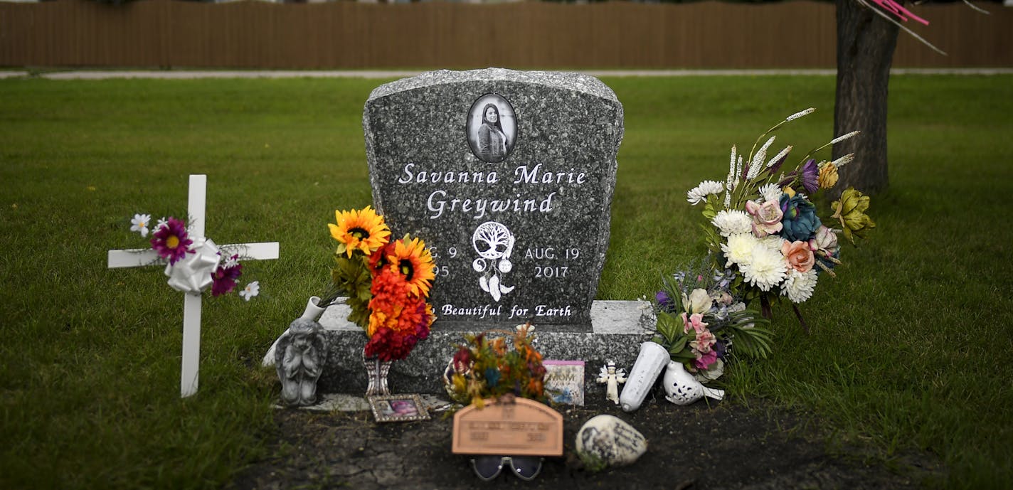 Savanna Greywind's burial site in Fargo. ] AARON LAVINSKY &#xa5; aaron.lavinsky@startribune.com Preview of William Hoehn trial, charged in Savanna Greywind death. We photograph important sites related to the trial including Savanna Greywind's apartment building and her burial site in Fargo, North Dakota on Friday, August 31, 2018.