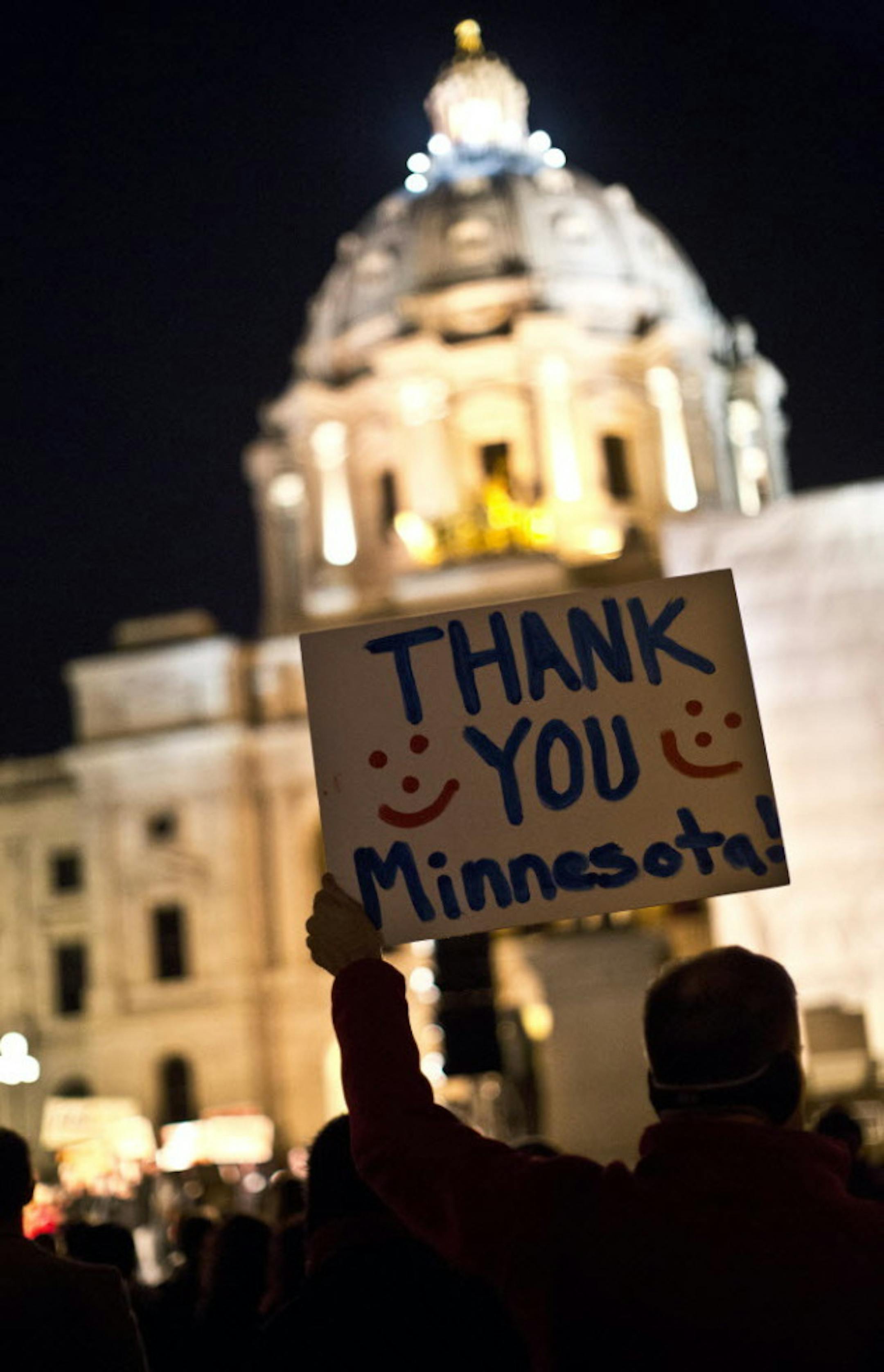 November rally to celebrate the defeat of the ballot measure to define marriage as only the union of one man and one woman