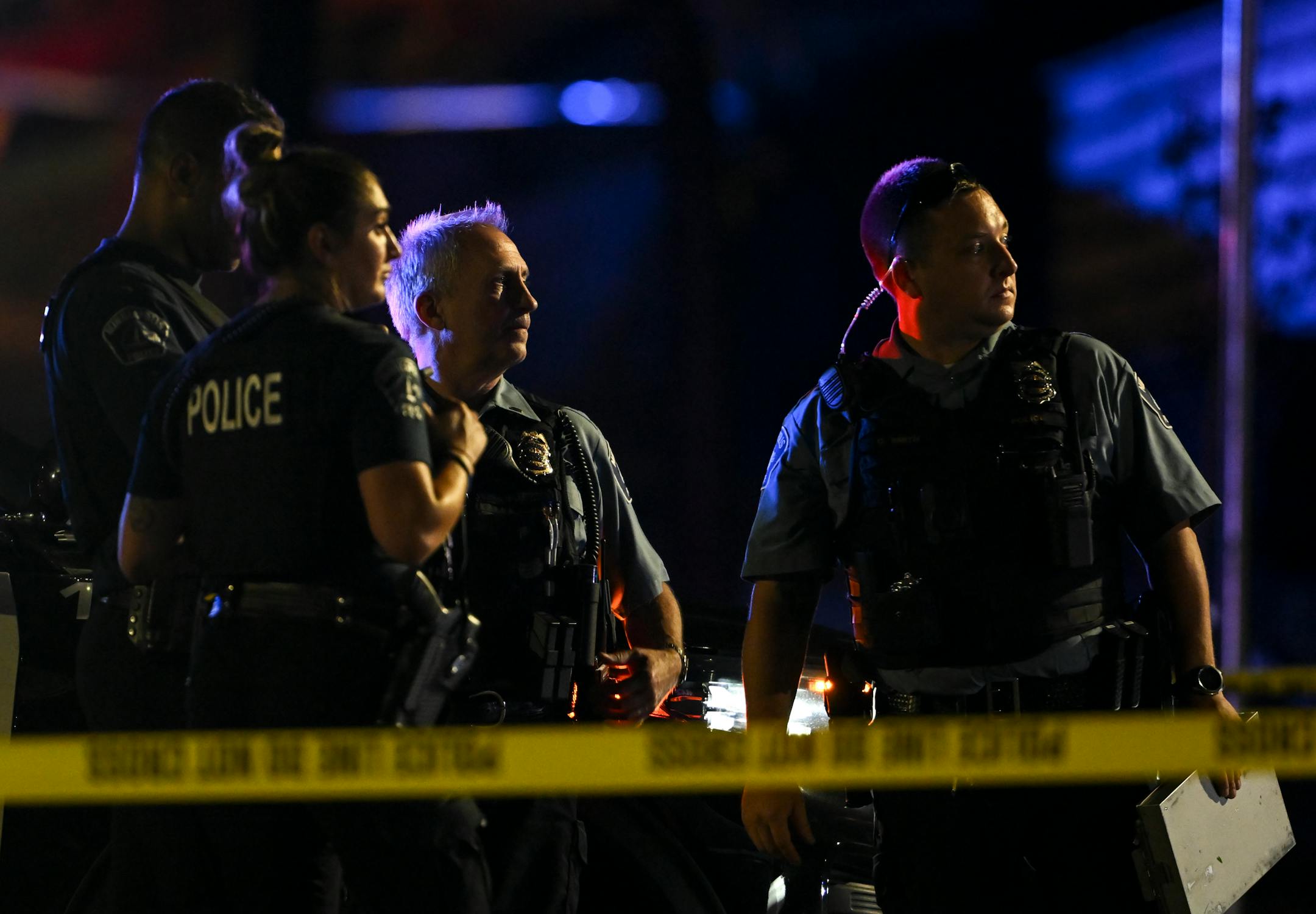 Minneapolis police responded to the scene near where an officer was shot and injured Friday night. It happened near N. Colfax Avenue and Webber Parkway about 9:15 p.m., according to authorities.