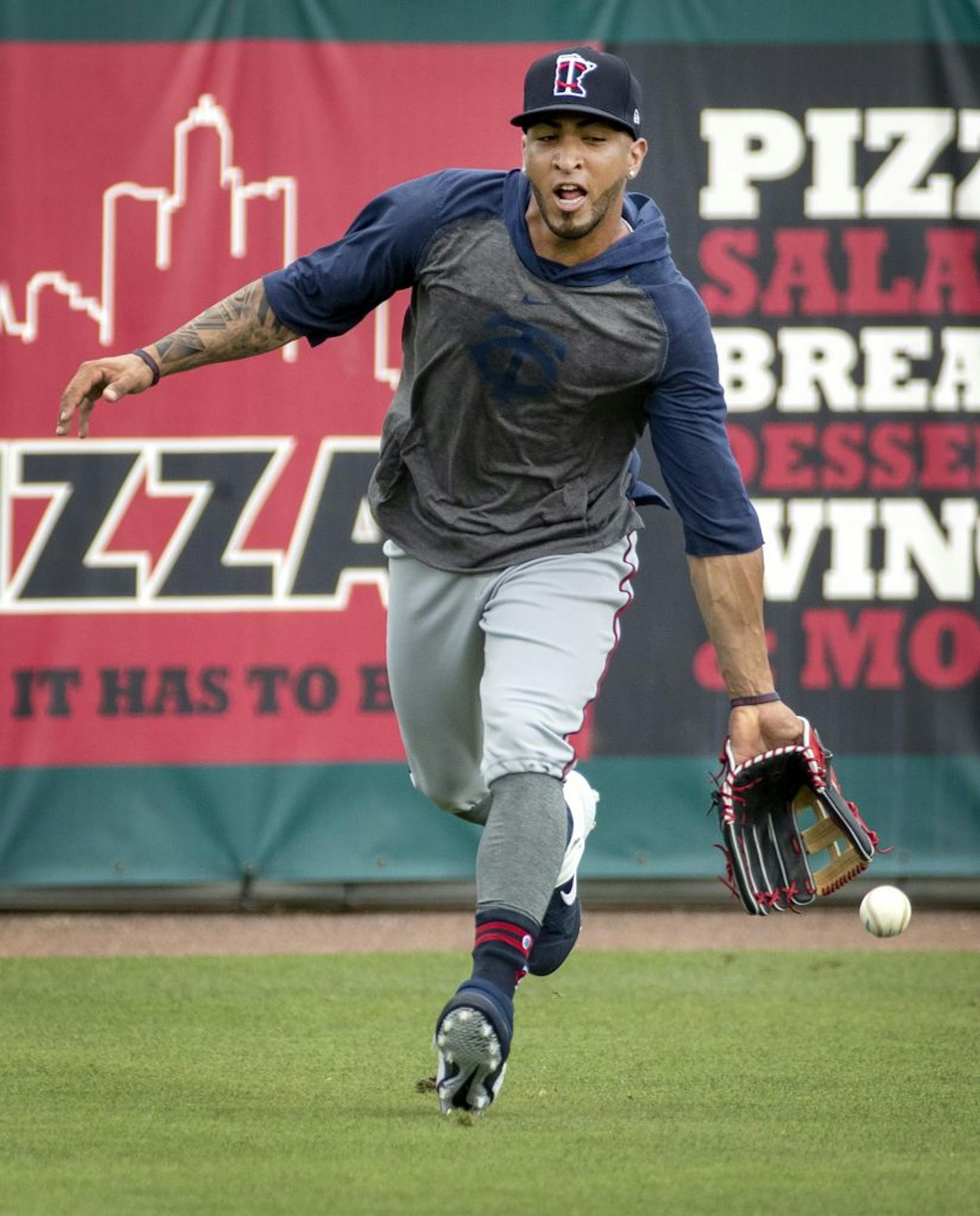 Minnesota Twins outfielder Eddie Rosario fielded a ball.