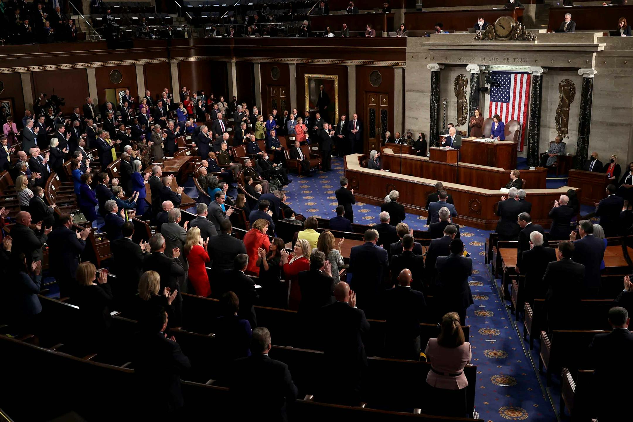 President Biden gives his State of the Union address during a joint session of Congress at the U.S. Capitol on Tuesday, March 1, 2022, in Washington, D.C. (Julia Nikhinson/Pool/Getty Images/TNS) ORG XMIT: 41509664W