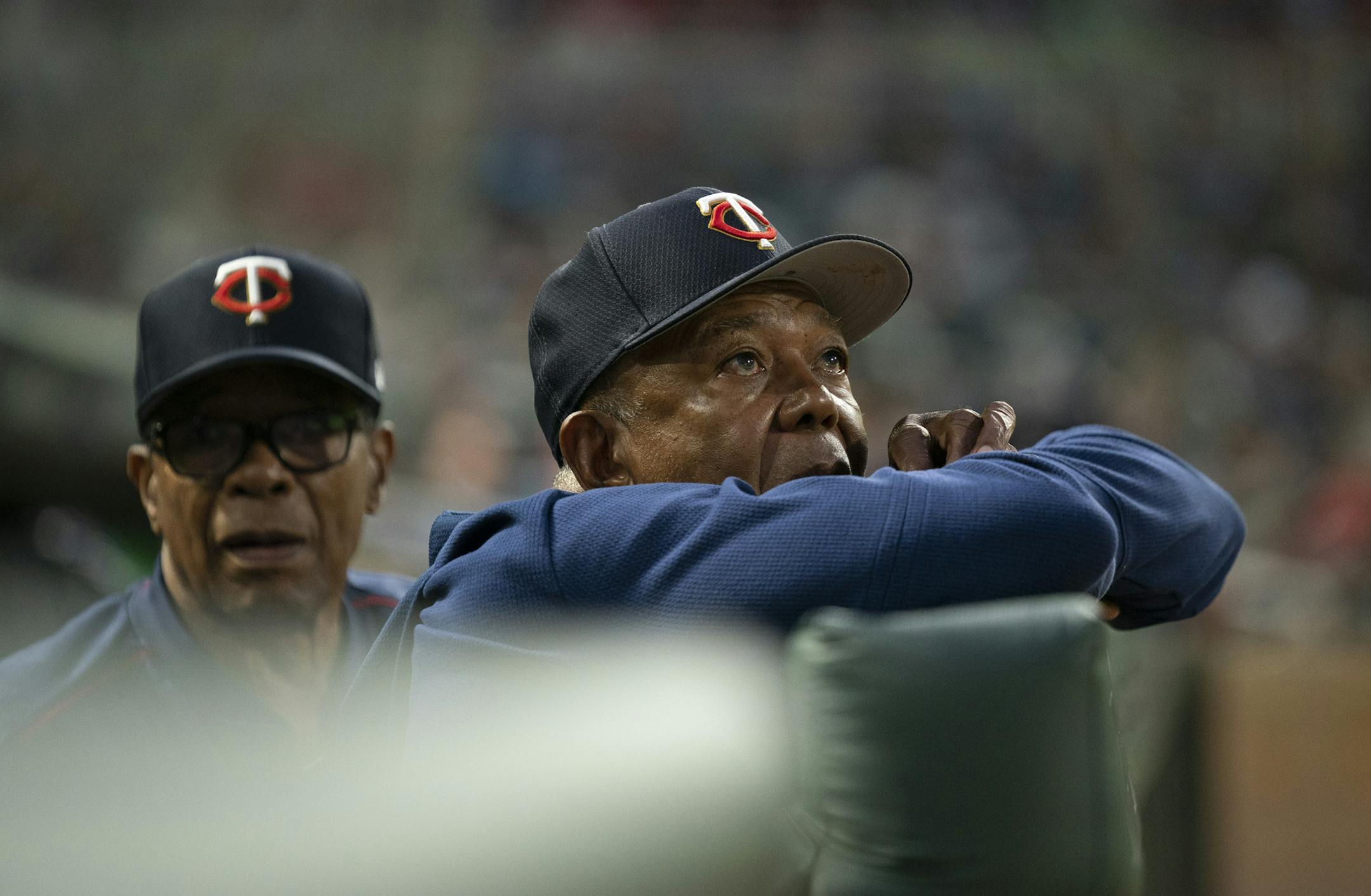 Twins legends Tony Olivam foreground, and Rod Carew were in the dugout with the team during the game against the Red Sox. ] JEFF WHEELER &#x2022; jeff.wheeler@startribune.com The Minnesota Twins lost the first game of a series with the Boston Red Sox 2-0 Monday night, June 17, 2019 at Target Field in Minneapolis.