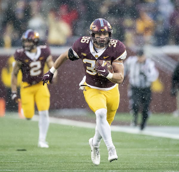 Minnesota's linebacker Blake Cashman recovered a fumble and ran it 40 yards to the end zone for a touchdown during the third quarter as Minnesota took