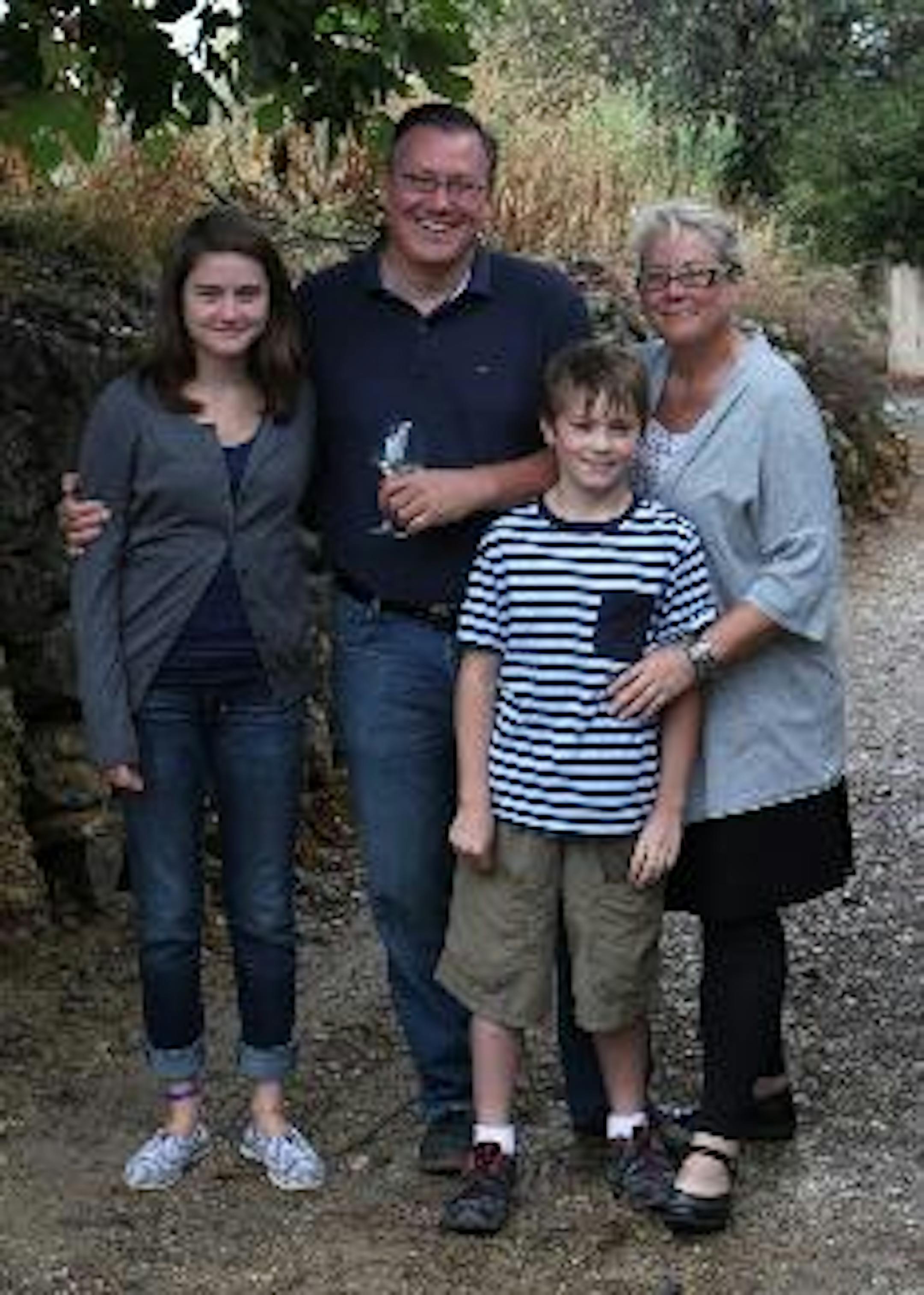 The Hoffman family in Autignac, France: Eva, Steve, Joseph and Mary Jo