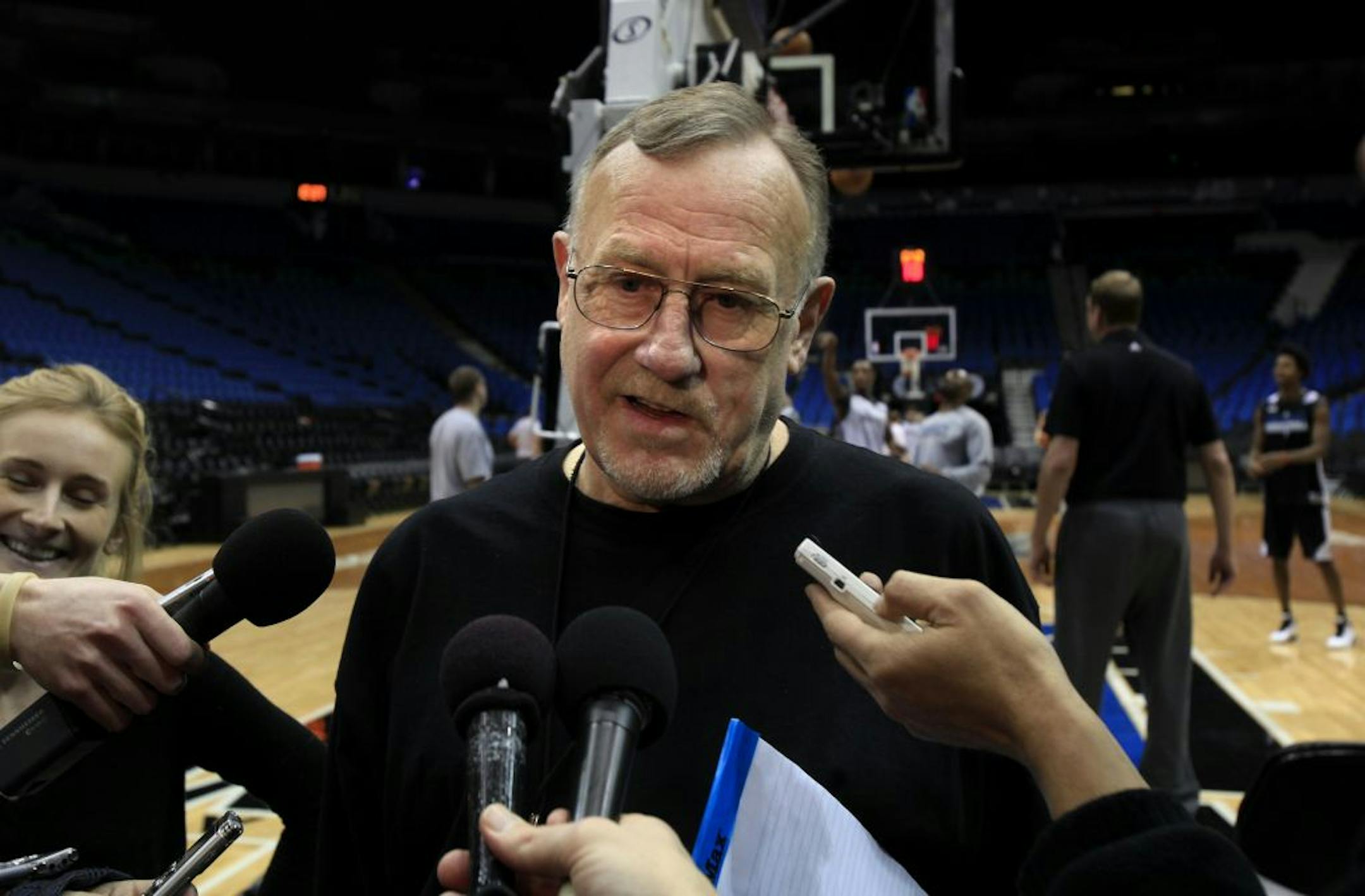 Timberwolves coach Rick Adelman talk to the media at Tatget Center in Minneapolis, MN on January 28, 2013.