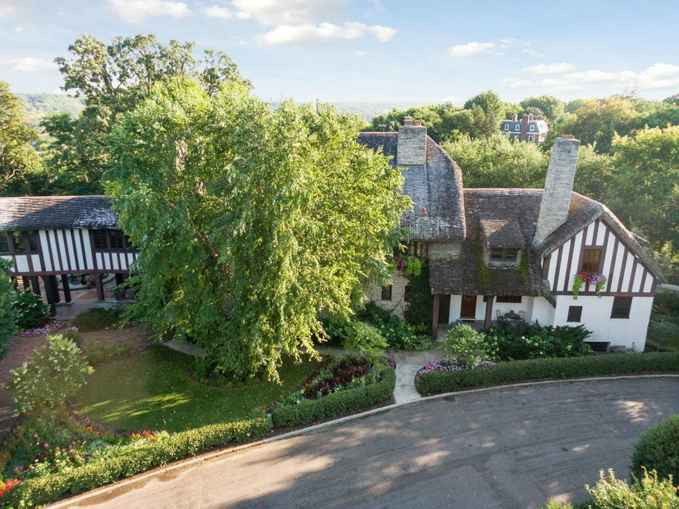St. Paul's iconic "double house" is actually two lookalike historic mansions connected by skyway.