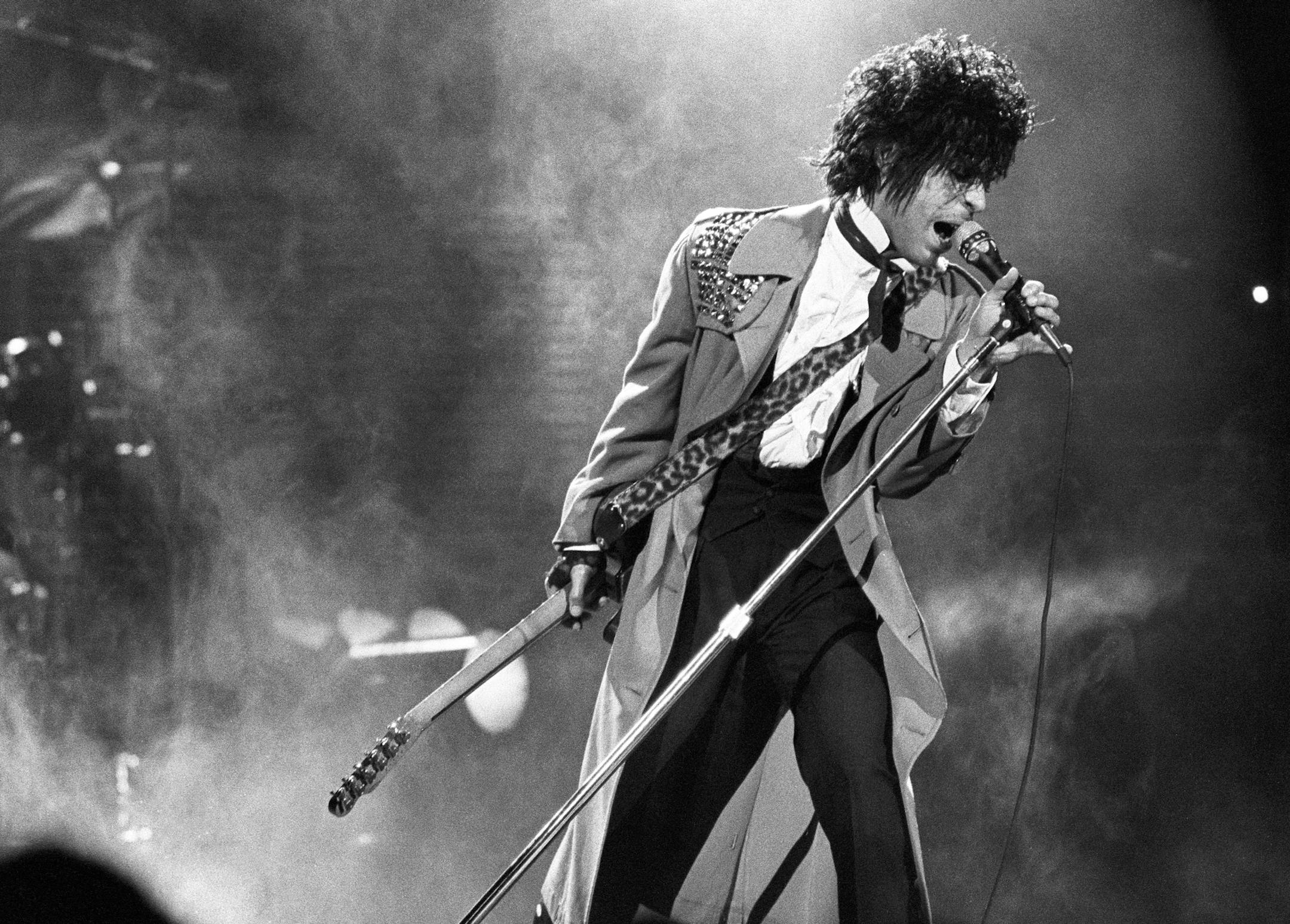 Prince at First Avenue. Photo by Daniel Corrigan for the exhibit &#xec;Heyday: 35 Years of Music in Minneapolis&#xee; at Mill City Museum. Provided by Minnesota Historical Society.