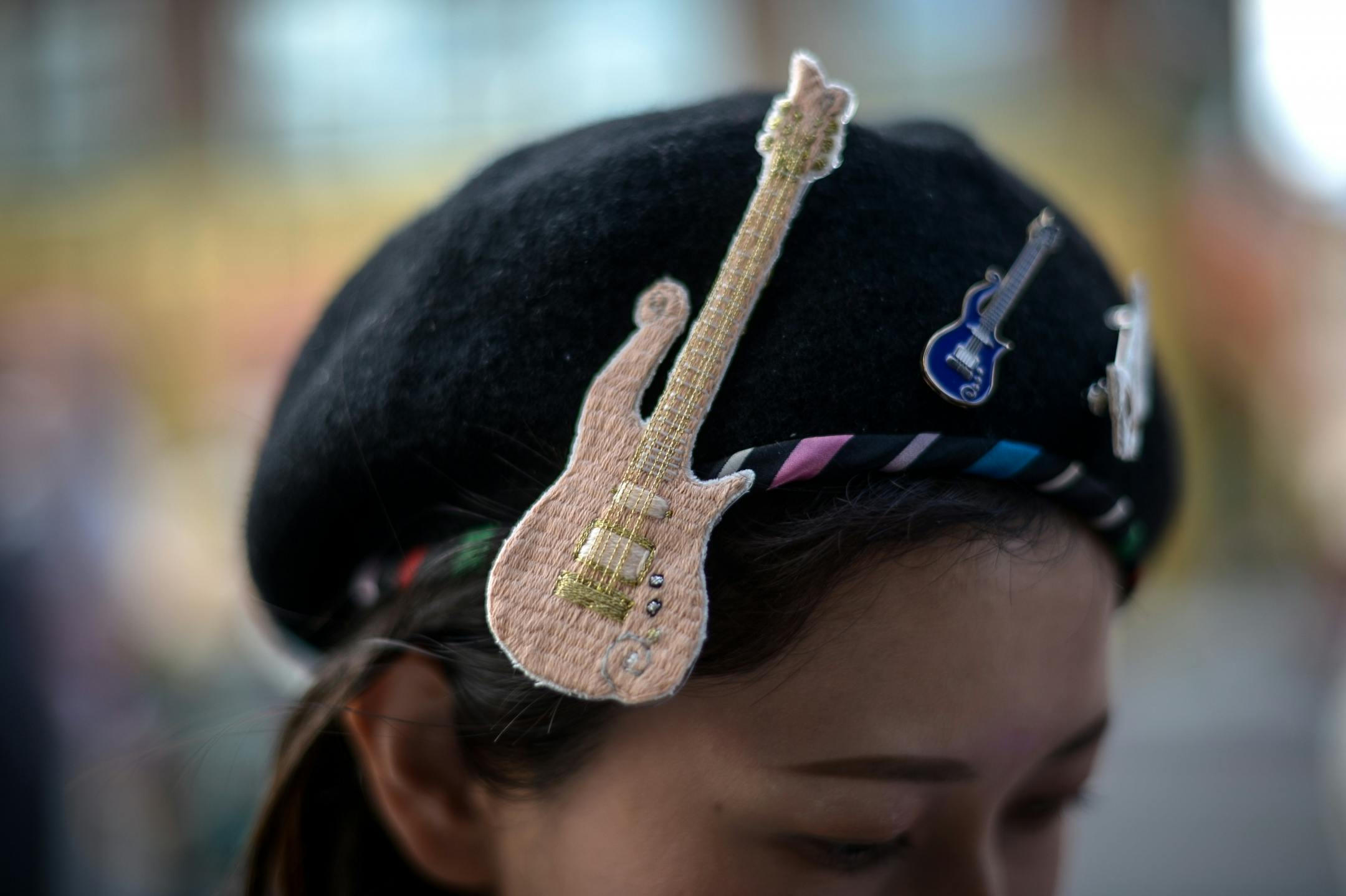 Yukari Nakashima, of Nagoya, Japan, wore a Prince-theme beret as she visited the Prince star at First Avenue Friday afternoon.