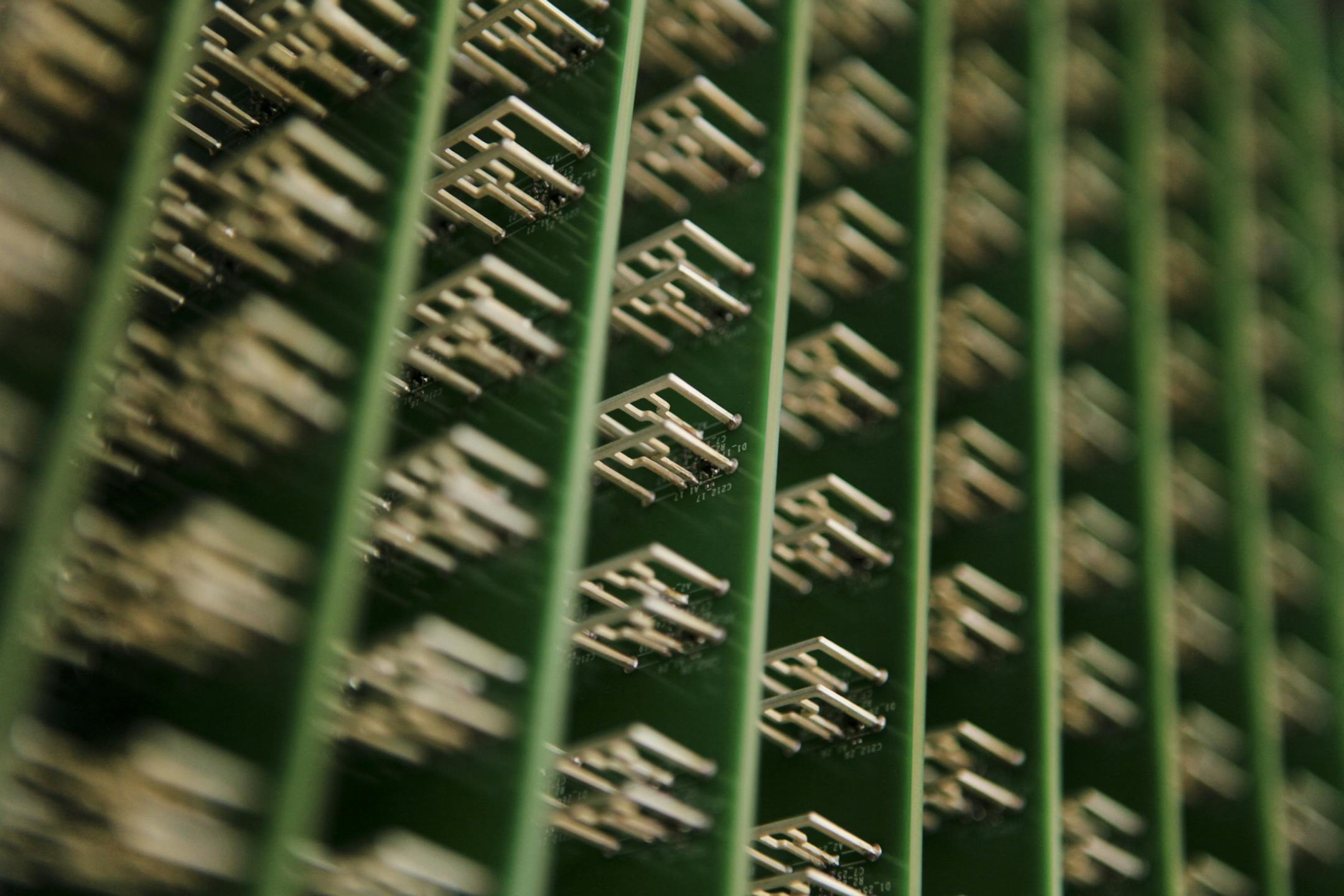FILE -- Rows of miniature antennae, each belonging to a subscriber to Aereo, a cable alternative, at a warehouse in New York, Aug. 31, 2012. Broadcasters asserted that Aereo, a start-up that streams free signals of TV stations to its customers' Internet-connected devices for a fee, is stealing from the broadcast networks on a giant scale, in a filing with the Supreme Court on Feb. 24, 2014. (Kirsten Luce/The New Yokr Times)