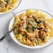 Image of Chicken and Mushroom Stroganoff, a classic comfort food made with chicken, mushrooms, and a sour cream-based sauce