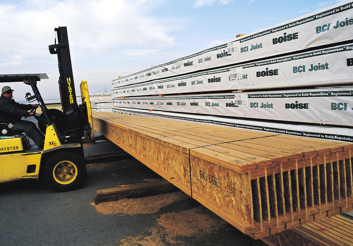 A pallet loaded with Boise Cascade Corp. lumber is pictured in this undated company photo. Boise Cascade, the fourth-biggest U.S. maker of lumber and paper, agreed to buy office-products retailer OfficeMax Inc. for $1.15 billion and said it will consider further reducing its dependence on manufacturing. Source: Boise Cascade Corp./via Bloomberg News