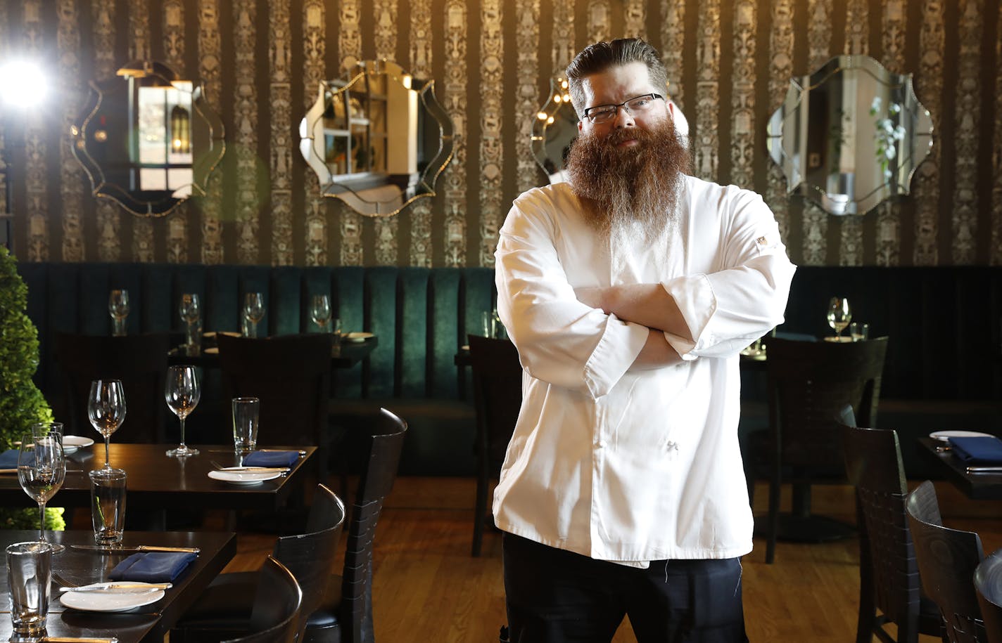 Chef Mike DeCamp at Monello. ] LEILA NAVIDI &#xef; leila.navidi@startribune.com BACKGROUND INFORMATION: Chef Mike DeCamp at his downtown Minneapolis restaurant Monello on Thursday, November 9, 2017. Four Twin Cities chefs provide vegetable-based side dish recipes for Thanksgiving.