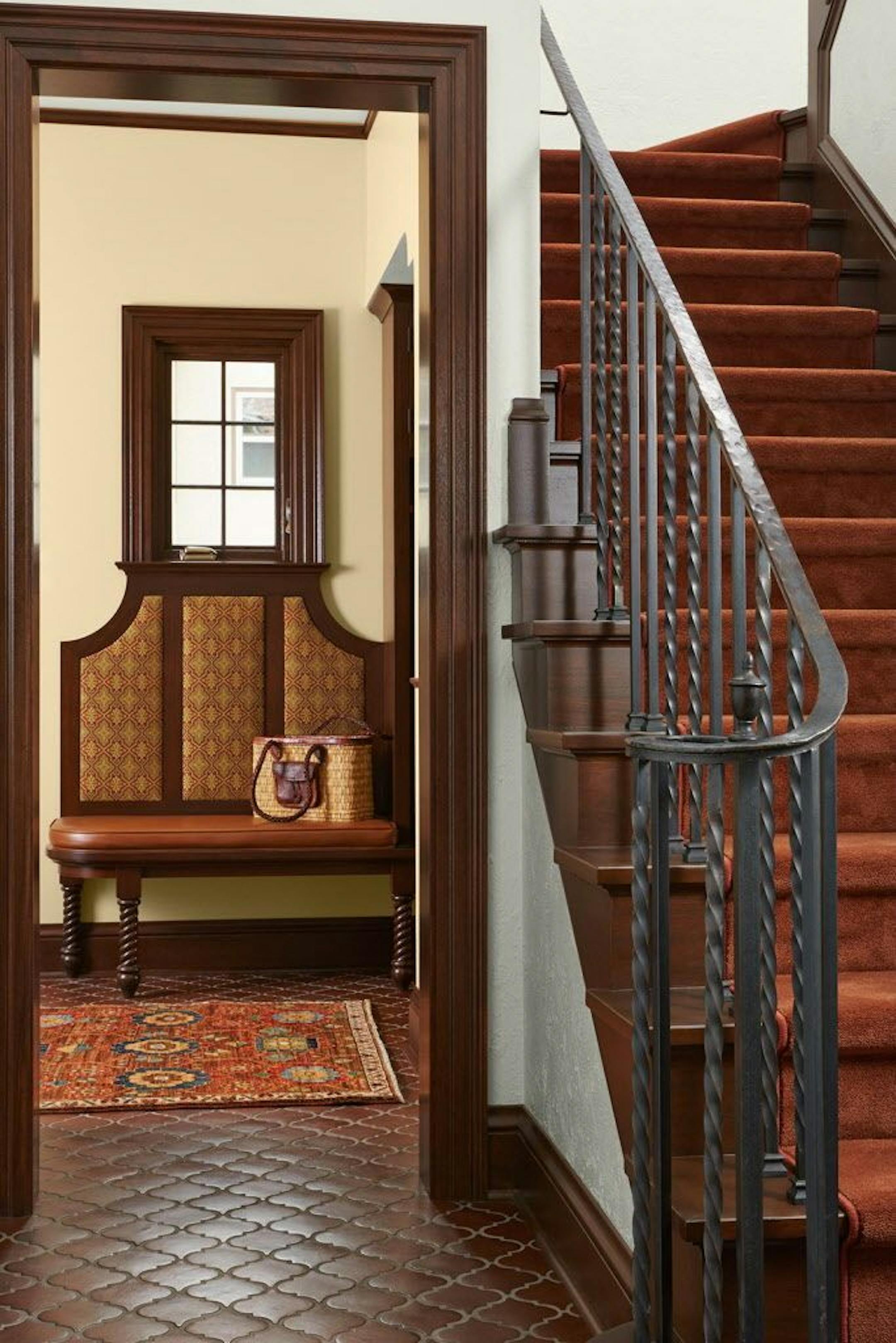 A new built-in bench was added to the rear hallway.