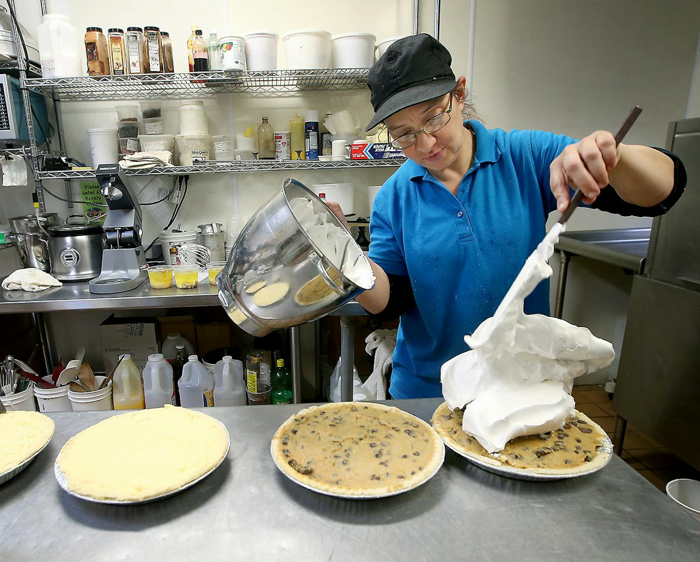 Charlotte Page, the head baker made Lange's Cafe famous pies, Wednesday, May 11, 2016 in Pipestone, MN. ] (ELIZABETH FLORES/STAR TRIBUNE) ELIZABETH FLORES &#x2022; eflores@startribune.com