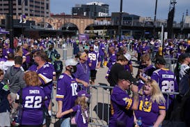 Minnesota Vikings fans waited for the gates to open prior to Sunday's season home opener against the Seattle Seahawks. ] ANTHONY SOUFFLE • anthony.s
