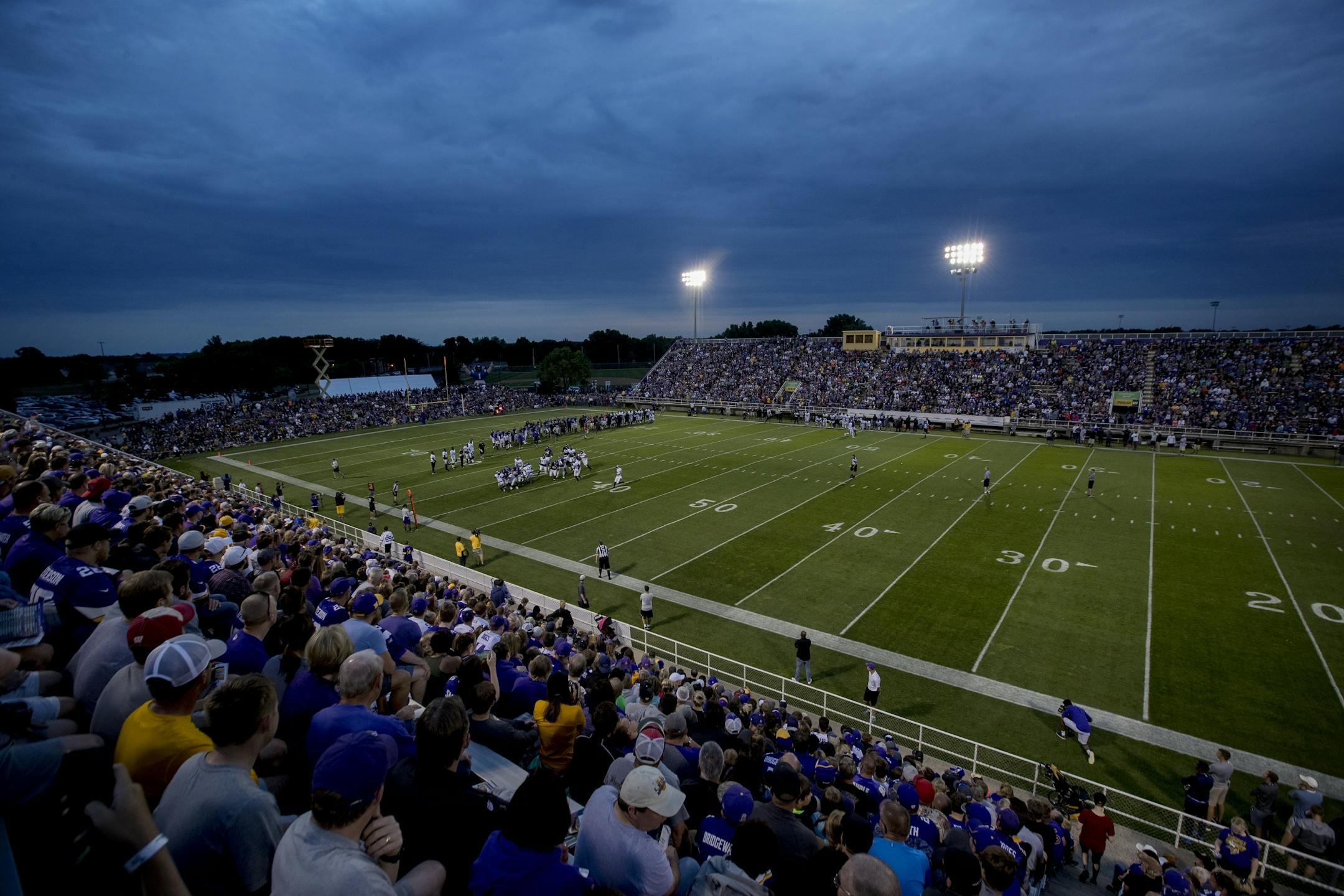 Minnesota Vikings fans watched the team scrimmage at Blakeslee Stadium in Mankato.