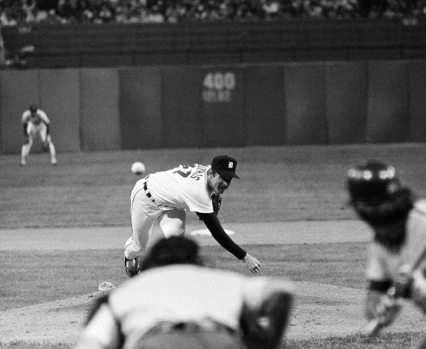 Detroit Tigers pitcher Jack Morris delivers the first pitch of the 1981 All Star game to Philadelphia Phillies Pete Rose on Sunday, August 9, 1981 in Cleveland. Home Plate umpire is Bill Haller.(AP Photo) ORG XMIT: APHS178217