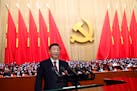 A photo released by Xinhua News Agency shows  Chinese President Xi Jinping during the National Congress of China’s ruling Communist Party in 2022. L