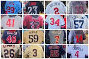 Some of the many Twins jerseys spotted at Target Field this month.