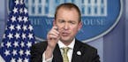 FILE - In this March 16, 2017, file photo, White House budget director Mick Mulvaney speaks at the White House, in Washington. Mulvaney says that Demo