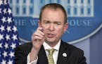 FILE - In this March 16, 2017, file photo, White House budget director Mick Mulvaney speaks at the White House, in Washington. Mulvaney says that Demo