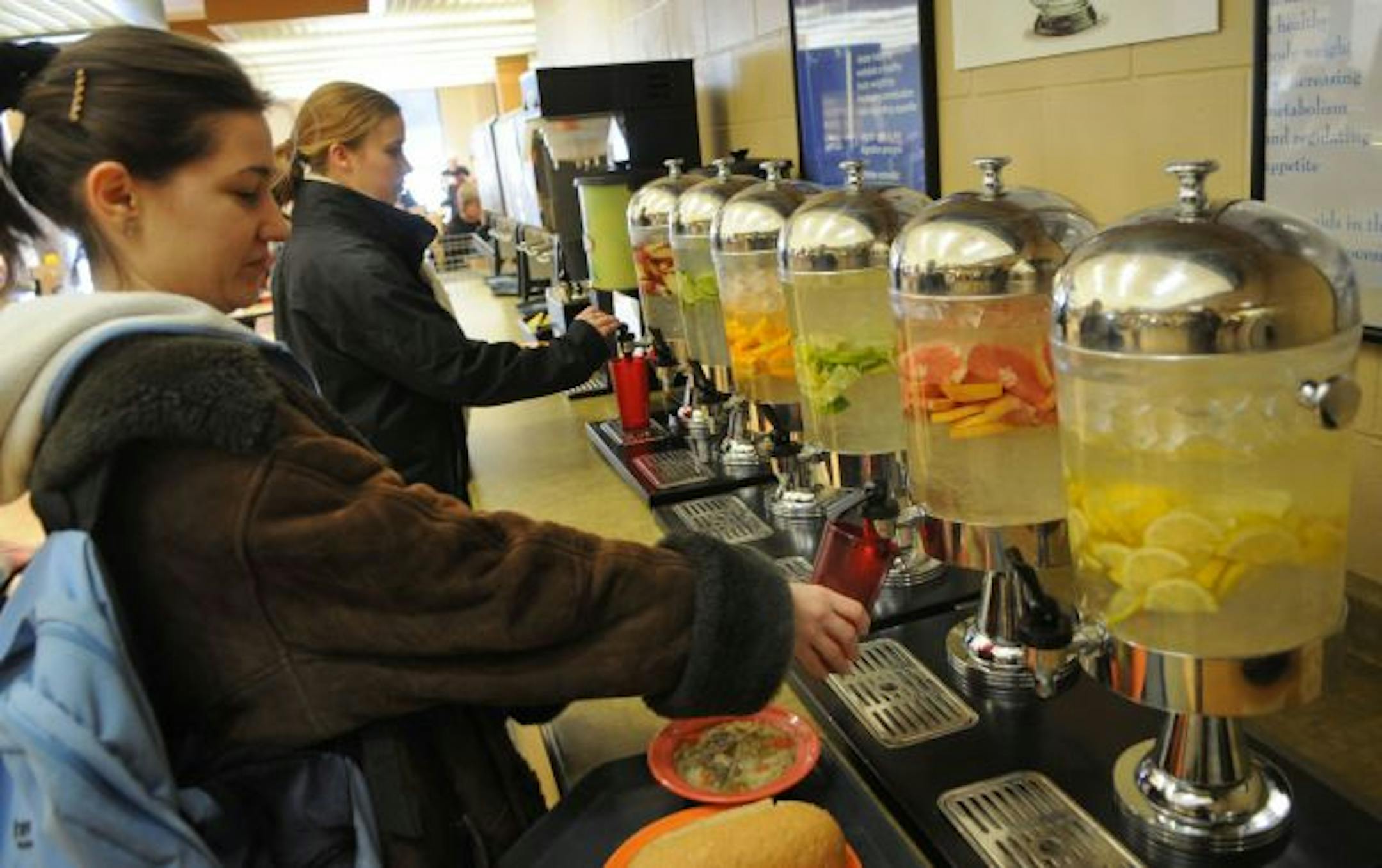 Students consume about 150 gallons of the fruit water at St. Cloud State University's dining center every day. Sodexo, which runs the dining services there, plans to take the concept national.