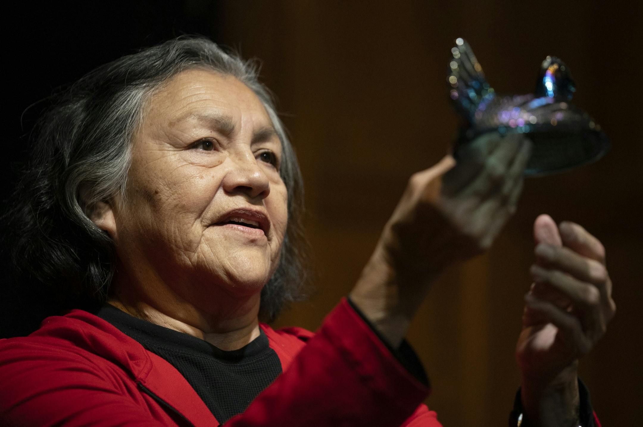Connie Edberg, told a story about how as a young girl from the Leech Lake Indian Reservation and separated from her family, she found the lid of a glass chicken dish that to this day reminds her of her inner child. As a young girl she used to mold sand with it that she called her masterpiece. ] JEFF WHEELER ï jeff.wheeler@startribune.com The Hennepin History Museum hosed a sold-out event called "Keys to Homes In Our Hearts; Keepsake Stories Told by Our Neighbors." It was an object-based sto