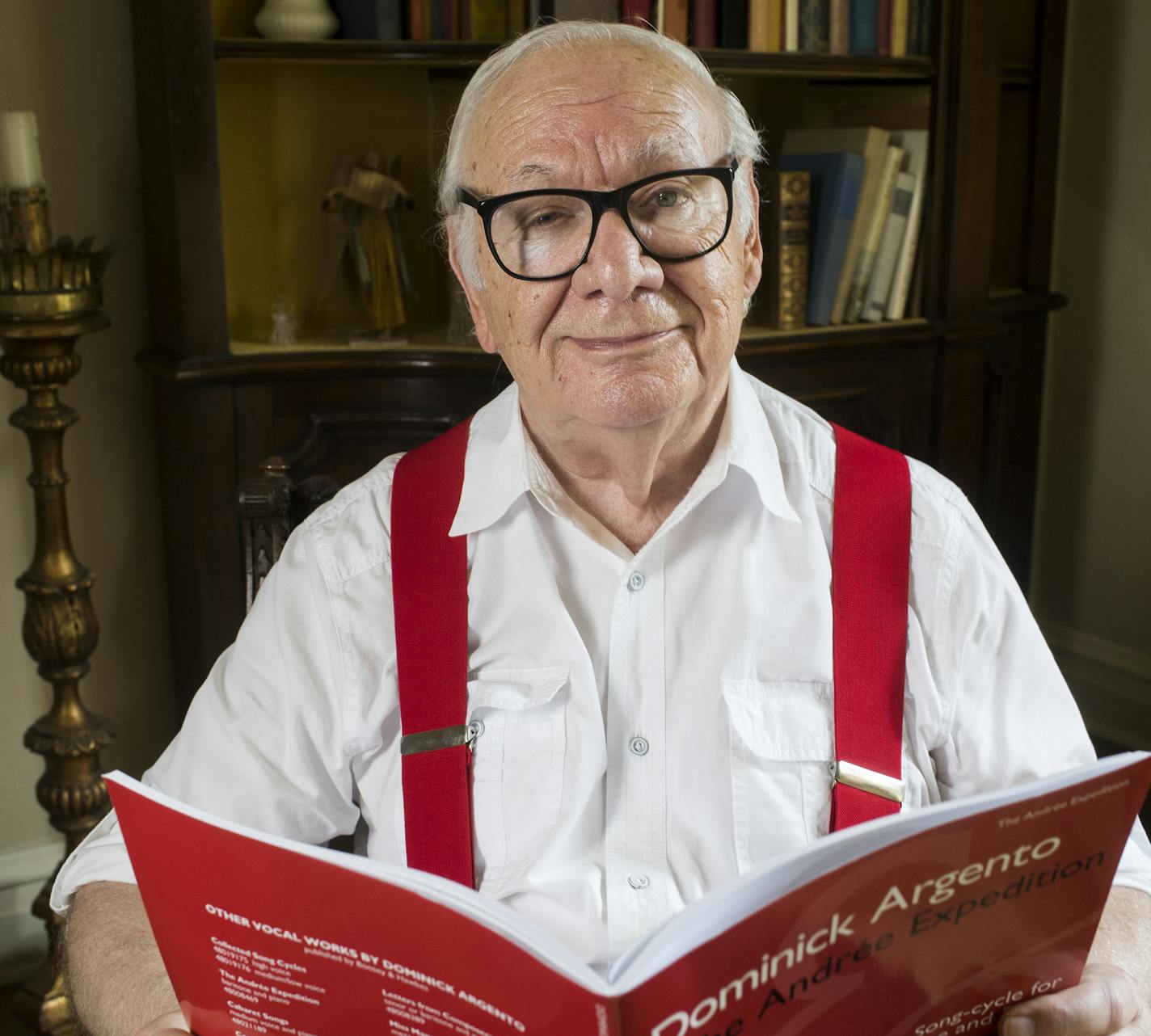 Dominick Argento sat for a portrait in his home on Saturday with a score that'll be played at a festival in August. He won the 1975 Pulitzer Prize for Music for the eight-part song cycle he wrote, From the Diary of Virginia Woolf. Some of his works will be featured in a festival from August 8-13. ] Isaac Hale &#xef; isaac.hale@startribune.com Dominick Argento, 88, a Pulitzer Prize winning composer, will have some of his works featured in a festival from August 8-13. He won the 1975 Pulitzer Priz