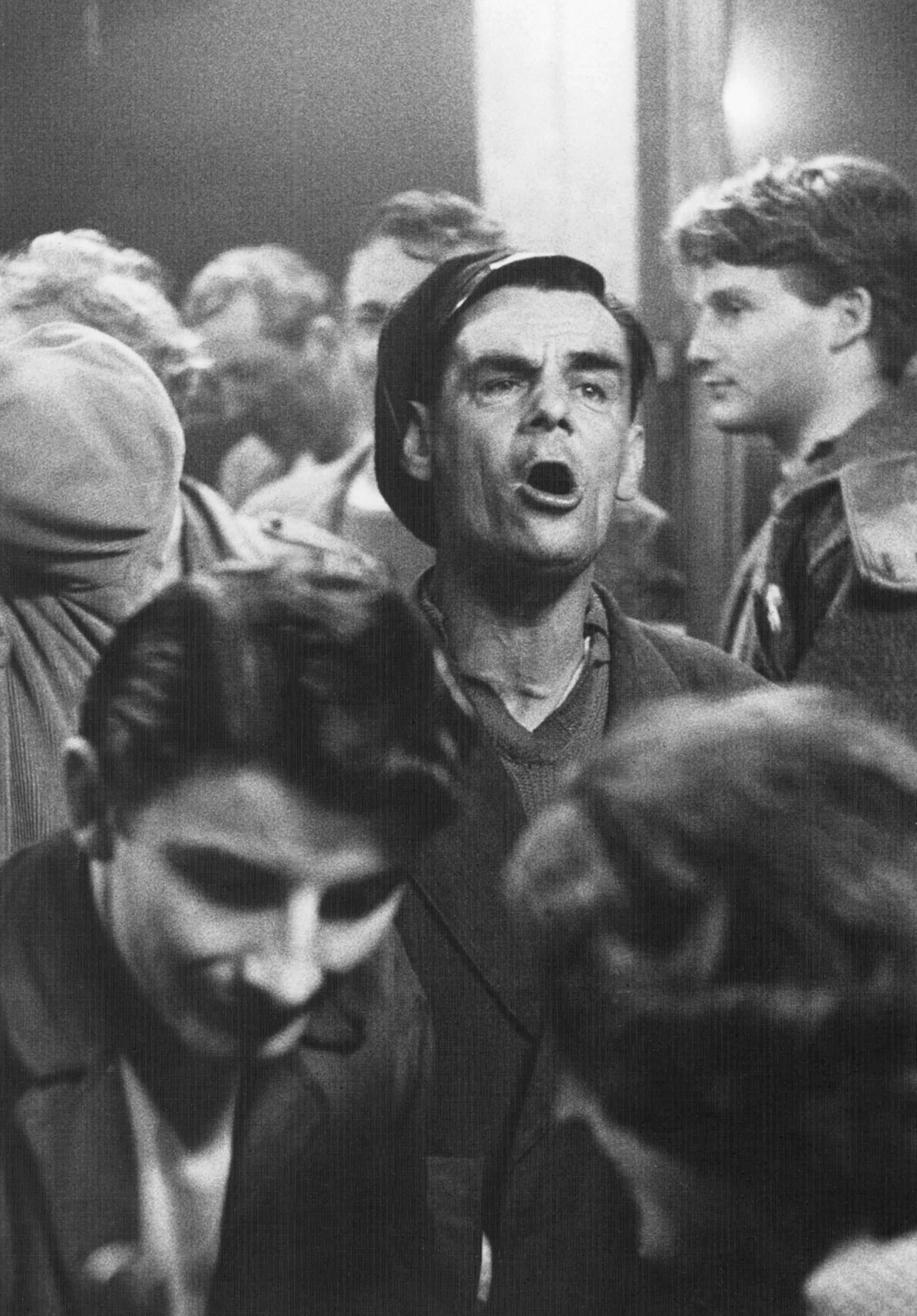 This is a 1963 photo from the Irish American Heritage Museum of &#x201c;A bellman singing in a pub&#x201d; taken by photojournalist Marvin Koner.