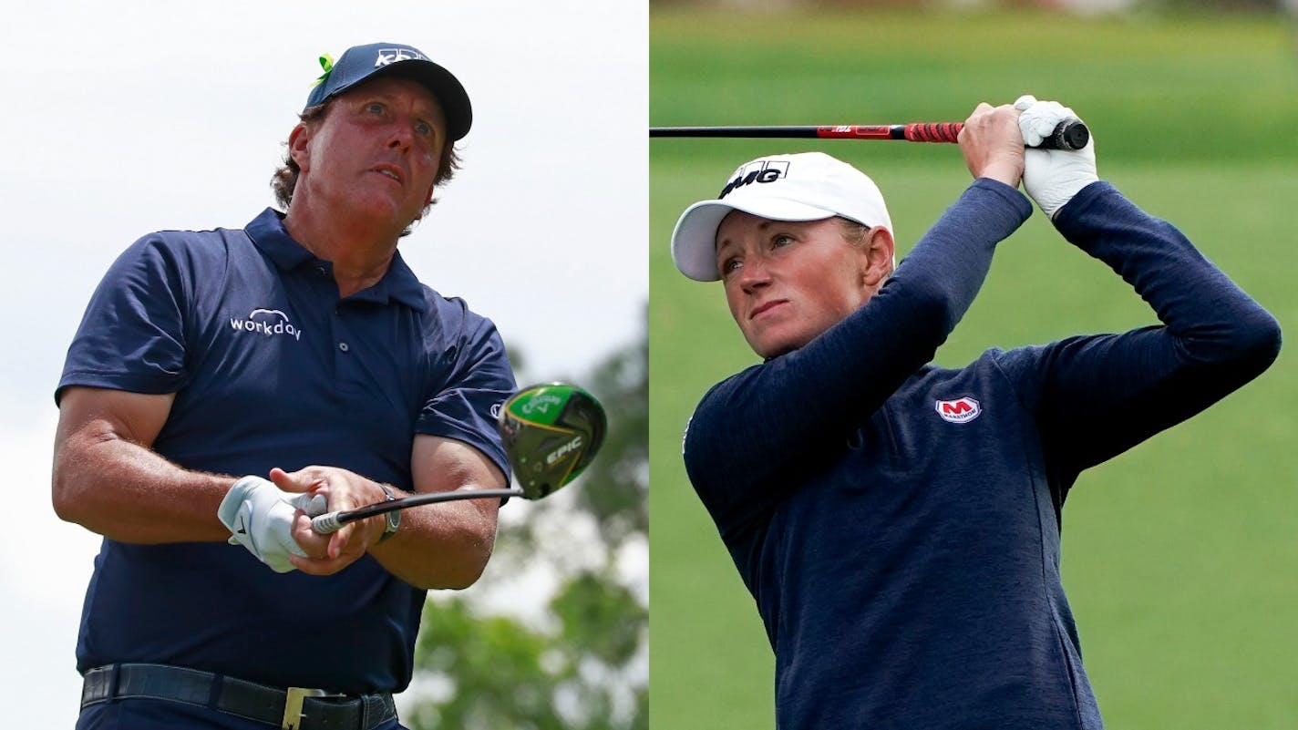 Two-time LPGA major winner Stacy Lewis and PGA Tour star Phil Mickelson will hit trick shots from Target Field's home plate Monday to promote the KPMG Women's PGA Championship, which will be June 17-23 at Hazeltine.