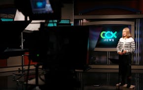 CCX Media reporter Emily Haugen tapes a news segment at the CCX studios in Brooklyn Park.