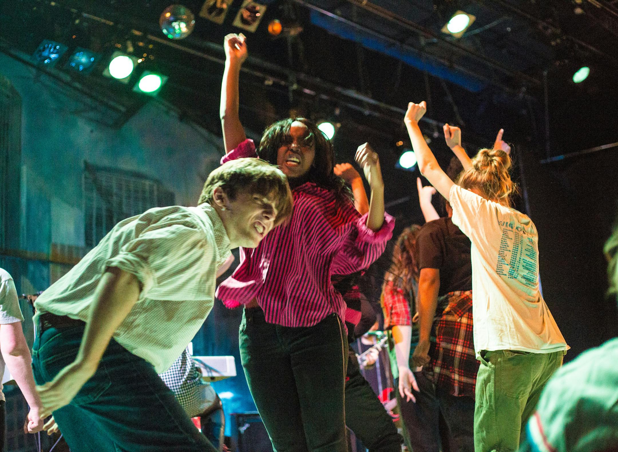 Bowen Cochrane, playing &#x201c;boy,&#x201d; left, practiced the new musical &#x201c;Complicated Fun,&#x201d; at the History Theatre.