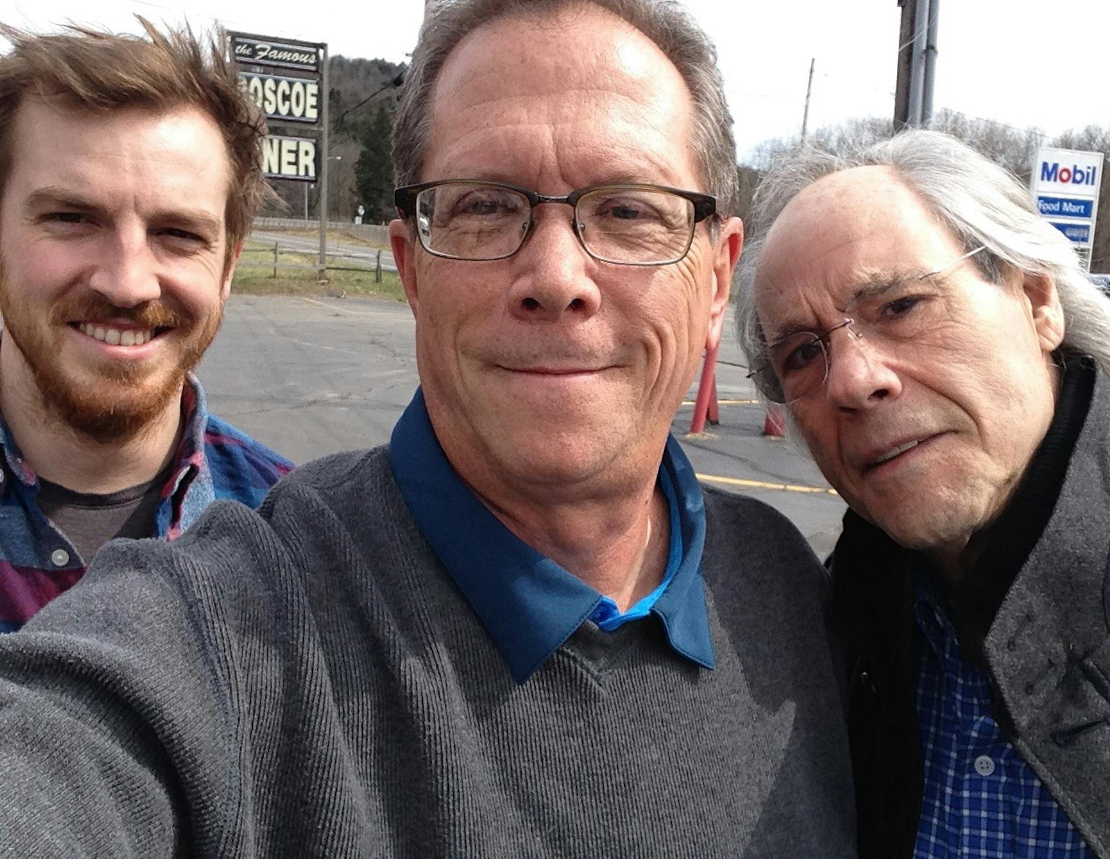 Minnesota film critic turned director Marshall Fine, center, with comedian Robert Klein, right, and cinematographer/producer Brennan Vance. Fineís latest documentary ìRobert Klein Still Canít Stop His Legî premieres March 31 on Starz.
Photo provided