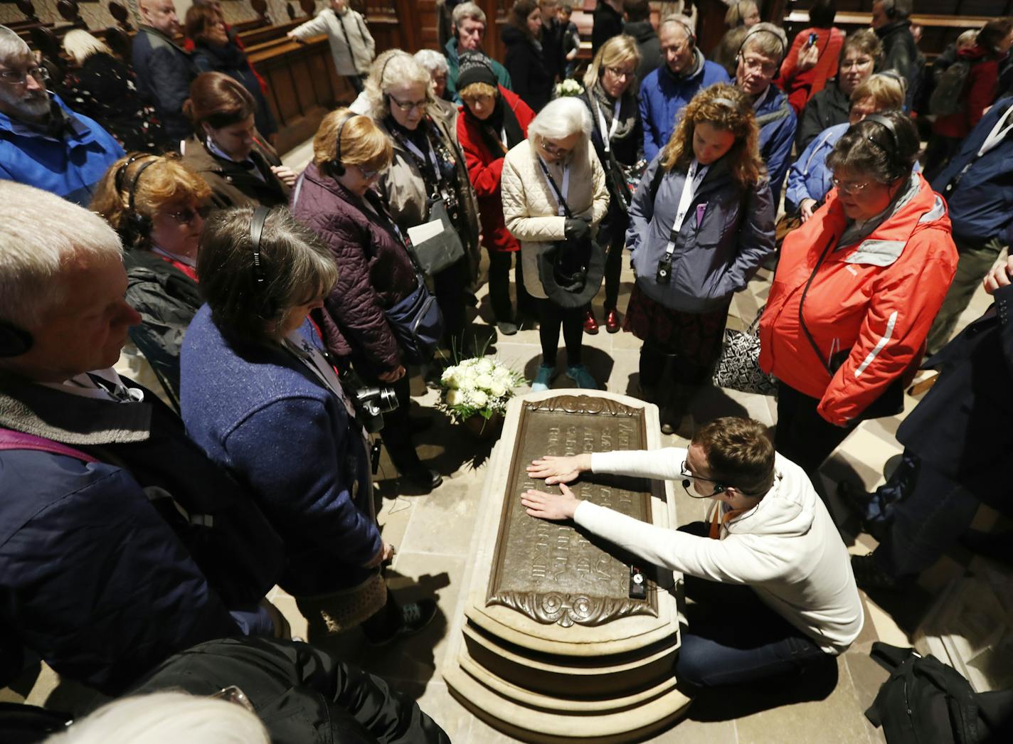 Historian Silvio Reichelt talked in October with Augsburg College alumni about the burial site of Martin Luther at Castle Church in Wittenberg, Germany.