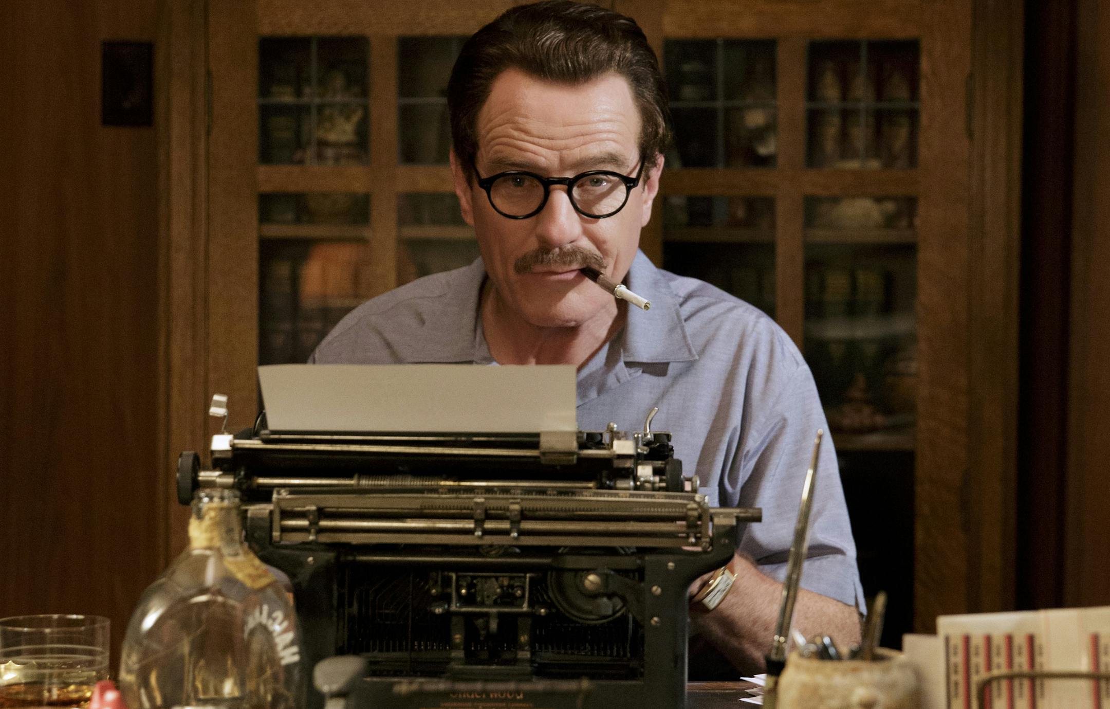 This photo provided by Bleecker Street shows Bryan Cranston as Dalton Trumbo in Jay Roachís "Trumbo," a Bleecker Street release. Cranston was nominated for an Oscar for best actor on Thursday, Jan. 14, 2016, for his role in the film. The 88th annual Academy Awards will take place on Sunday, Feb. 28, at the Dolby Theatre in Los Angeles. (Hilary Bronwyn Gayle/Bleecker Street via AP)