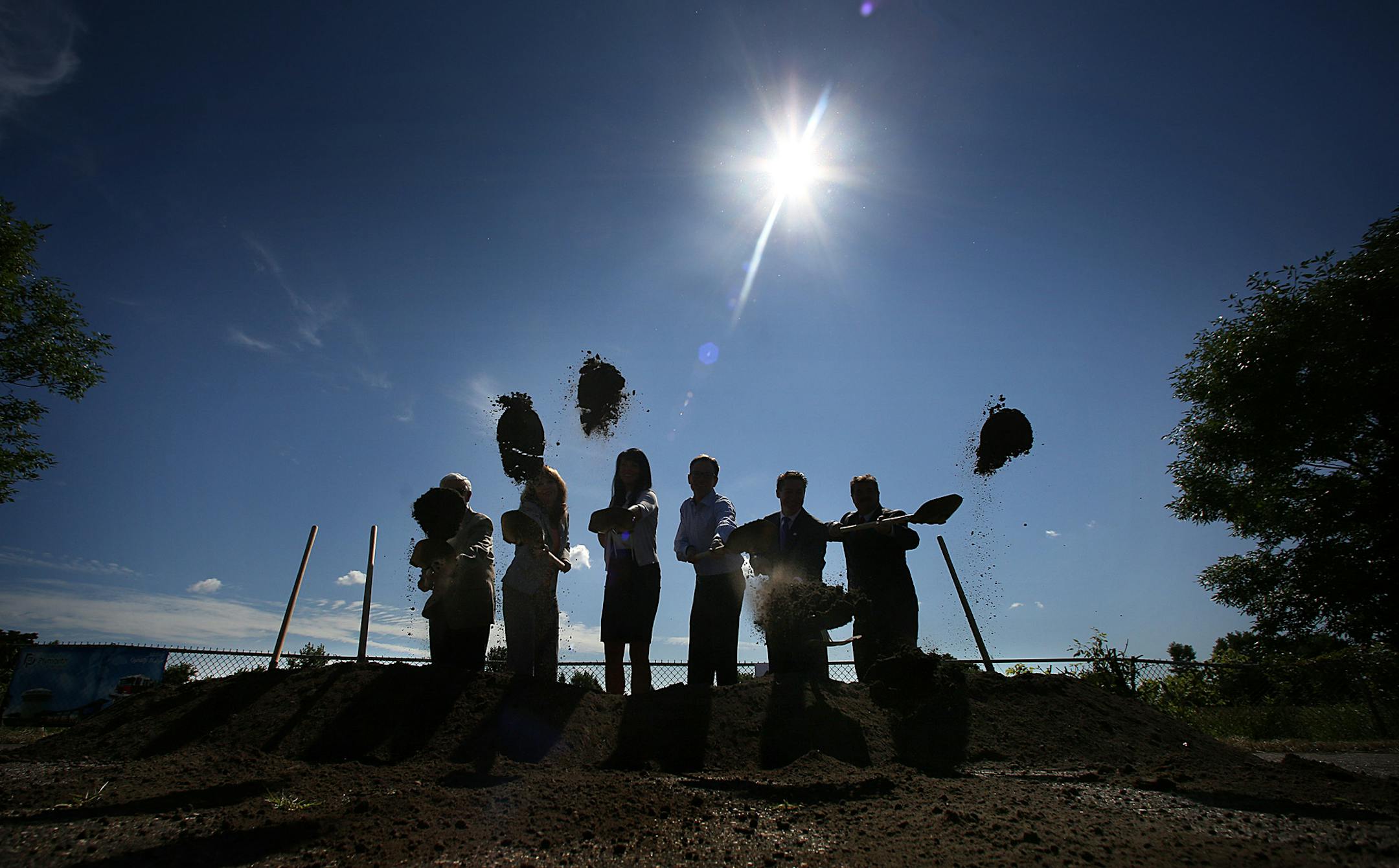 Dignitaries marked the start of construction of a third lane on Interstate 494 in Plymouth in July 2014.