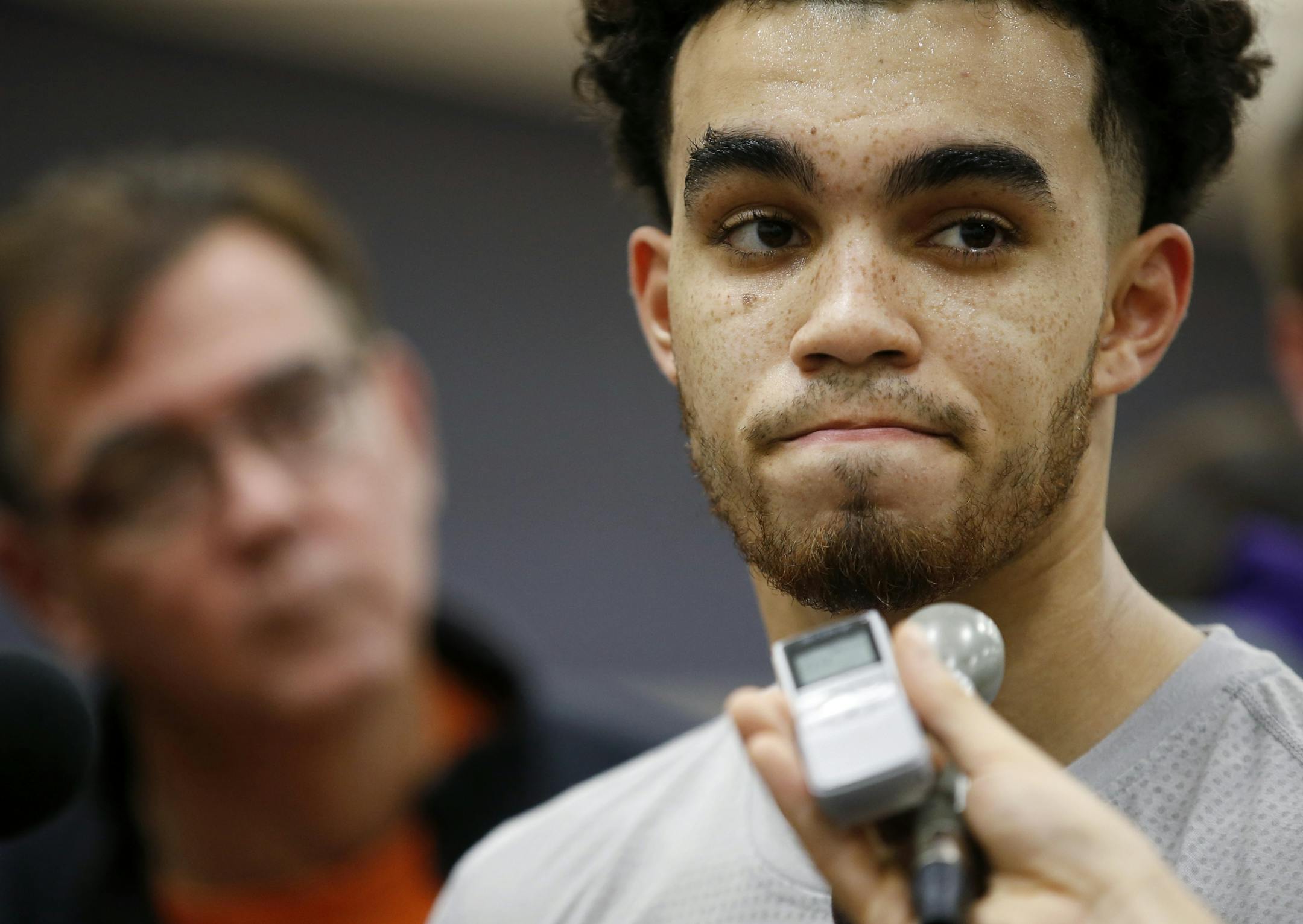 Minnesota Timberwolves Tyus Jones spoke to the media about Flip Saunders after practice on Monday.