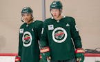 Marshall Warren, left, and Matt Boldy were constant companions at the Wild's development camp Tuesday.