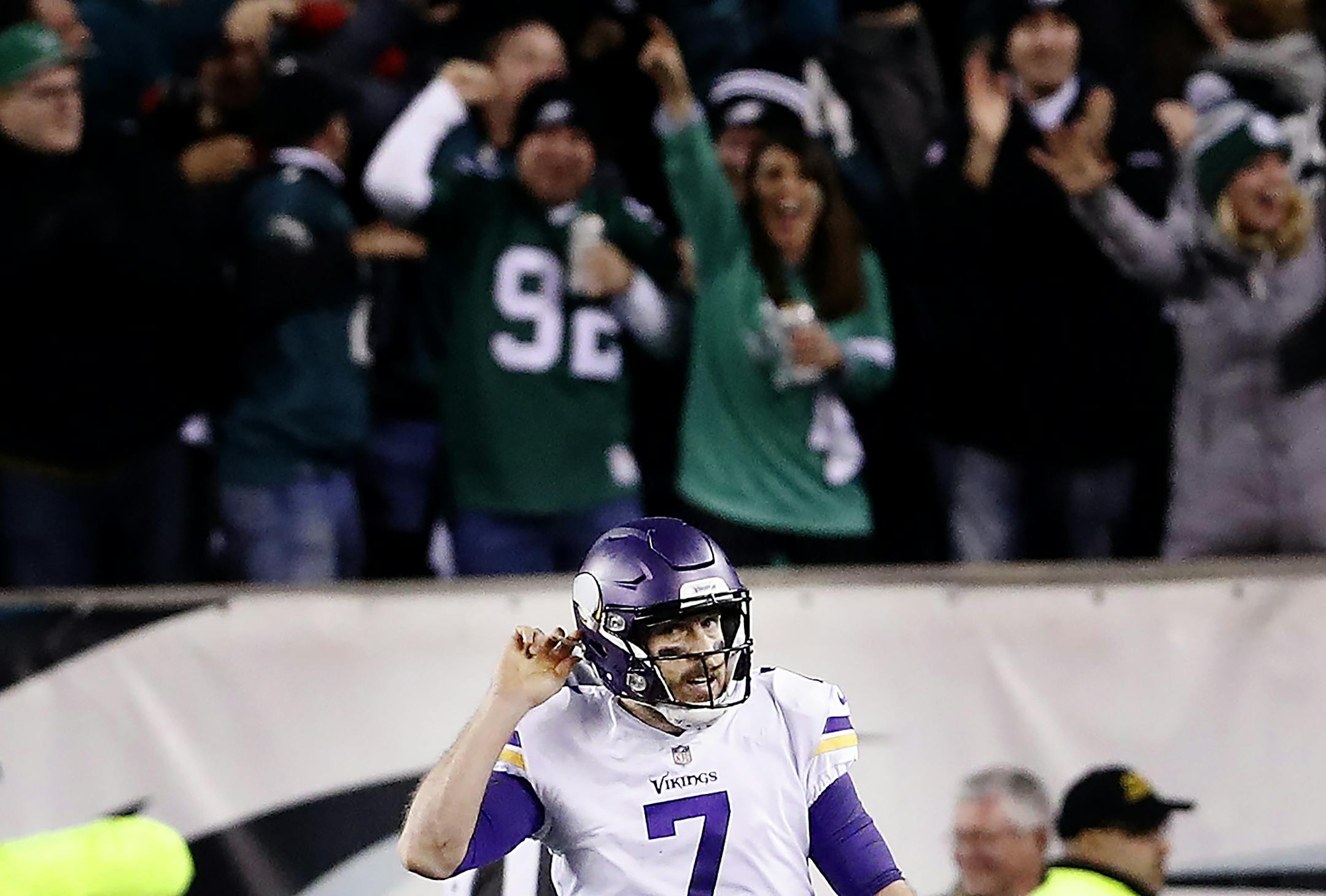 Minnesota Vikings Case Keenum. ] CARLOS GONZALEZ ï cgonzalez@startribune.com - Philadelphia, PA - Lincoln Financial Field, NFL, NFC Championship game, Minnesota Vikings vs. Philadelphia Eagles