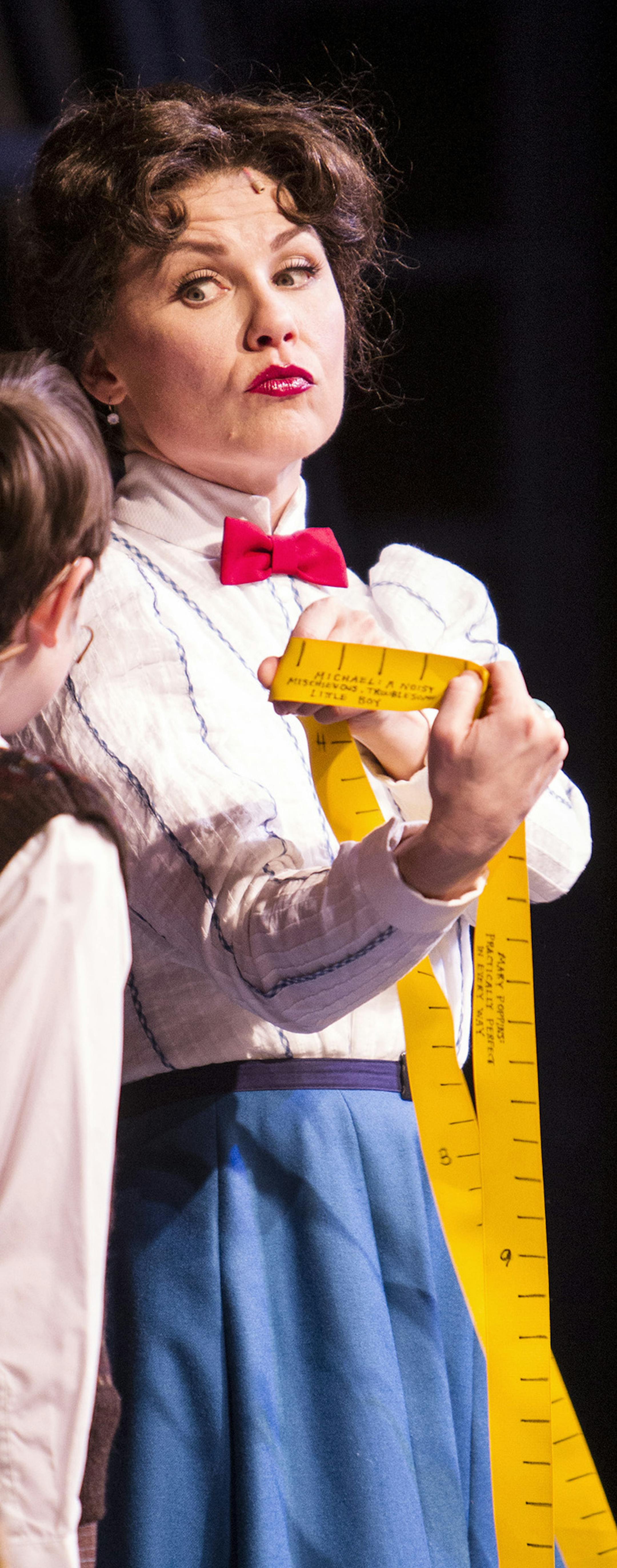 Ann Michels portrays the title character in "Mary Poppins" during dress rehearsal at Chanhassen Dinner Theatres February 26, 2015. (Courtney Perry/Special to the Star Tribune)