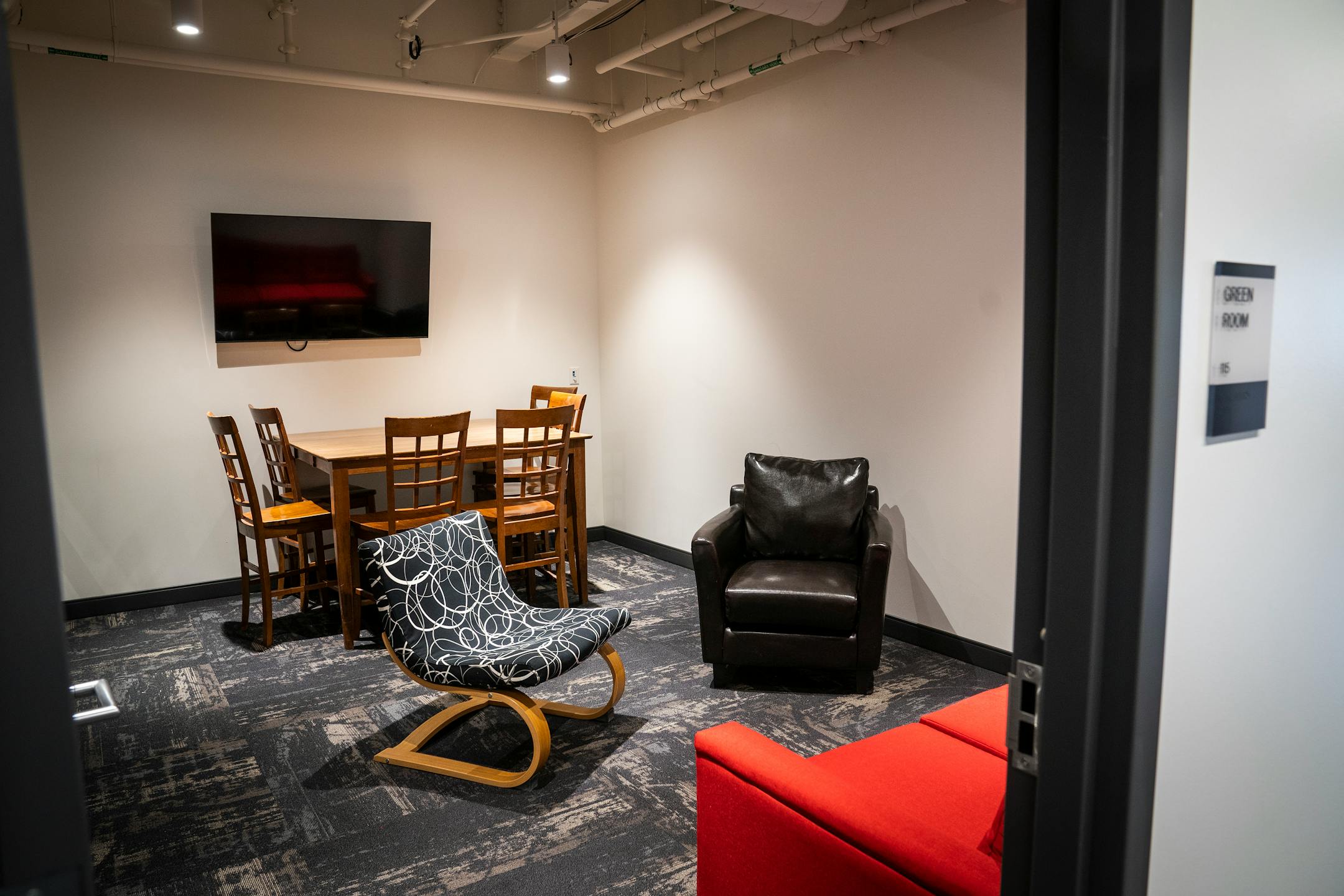 The new green room in the renovated Capri Theater.