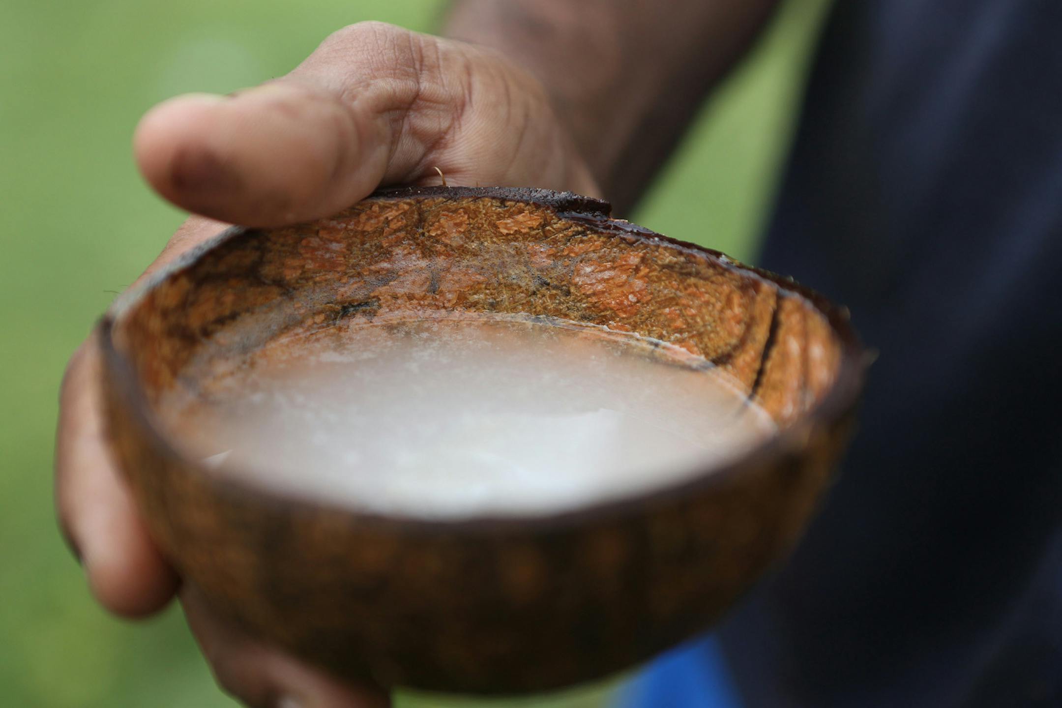 Mirra Fine, the Perennial Plate Sri Lanka: Sweet toddy made from the sap of a coconut tree; bowl made out of a coconut shell