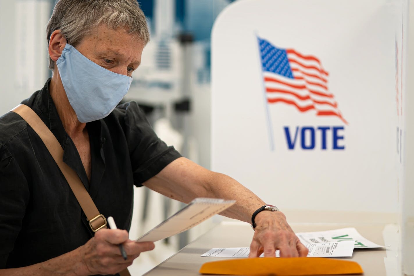 Nancy Gossell voted early in the Minneapolis Early Vote Center.