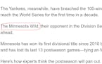 No respect: Preview originally says Yankees vs. Minnesota Wild